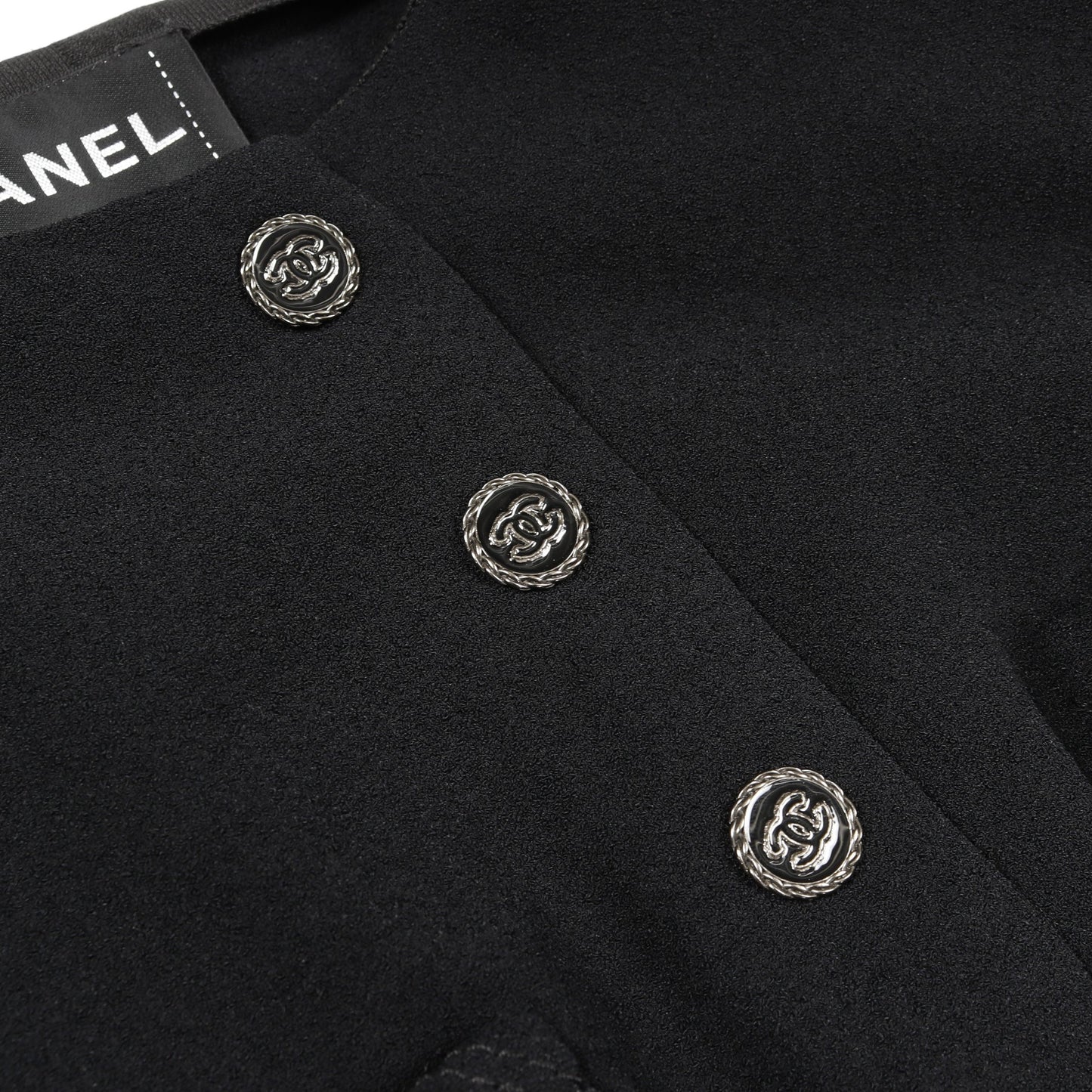 ココマークボタン ノーカラージャケット ビスコース ブラック シャネル アウター CHANEL