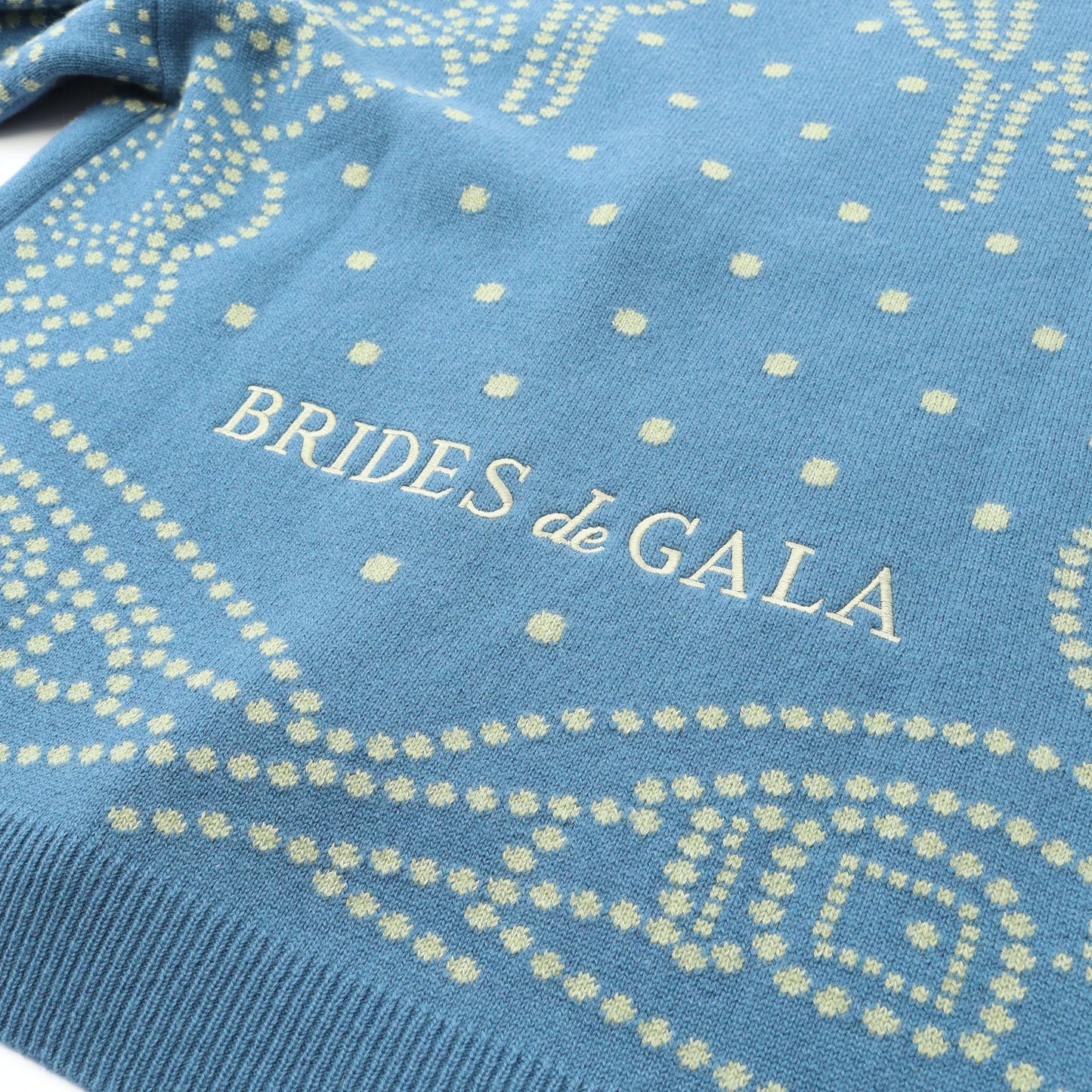 Brides de Gala カーディガン Vネック 刺繍 カシミヤ ブルー ライトイエロー エルメス トップス HERMES