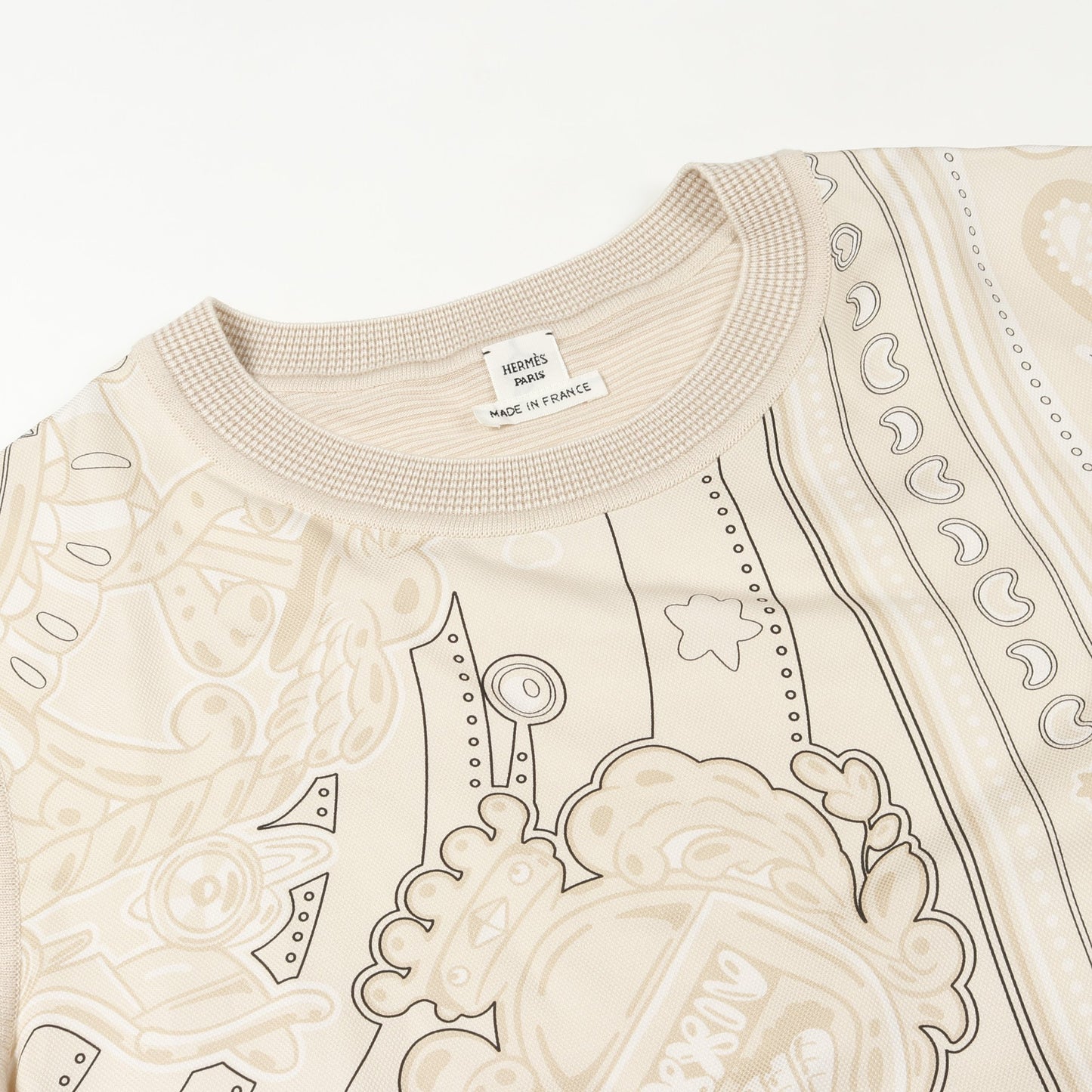 CANDY LIBRIS BANDANA ニット クルーネック 半袖 シルク ウール ベージュ エルメス トップス HERMES