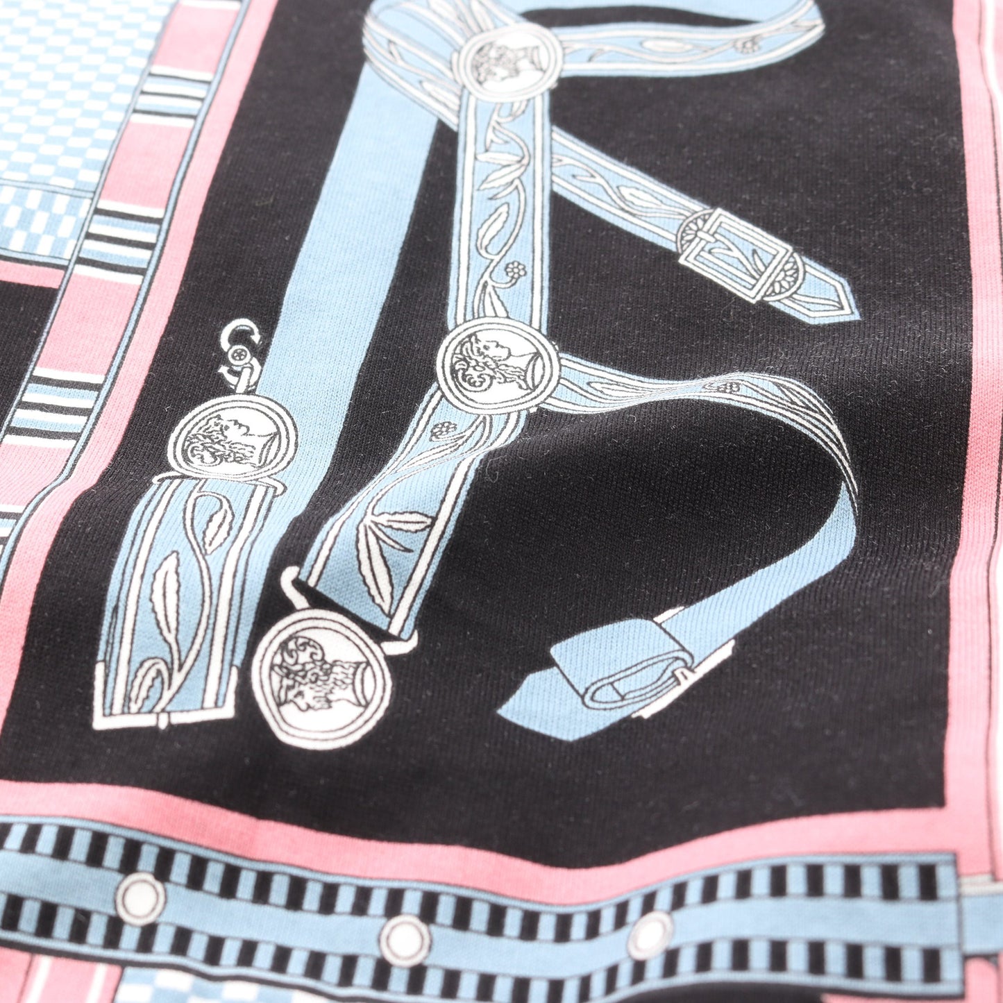 Lettres Equestres Tシャツ クルーネック コットン ブラック ピンク ブルー エルメス トップス HERMES