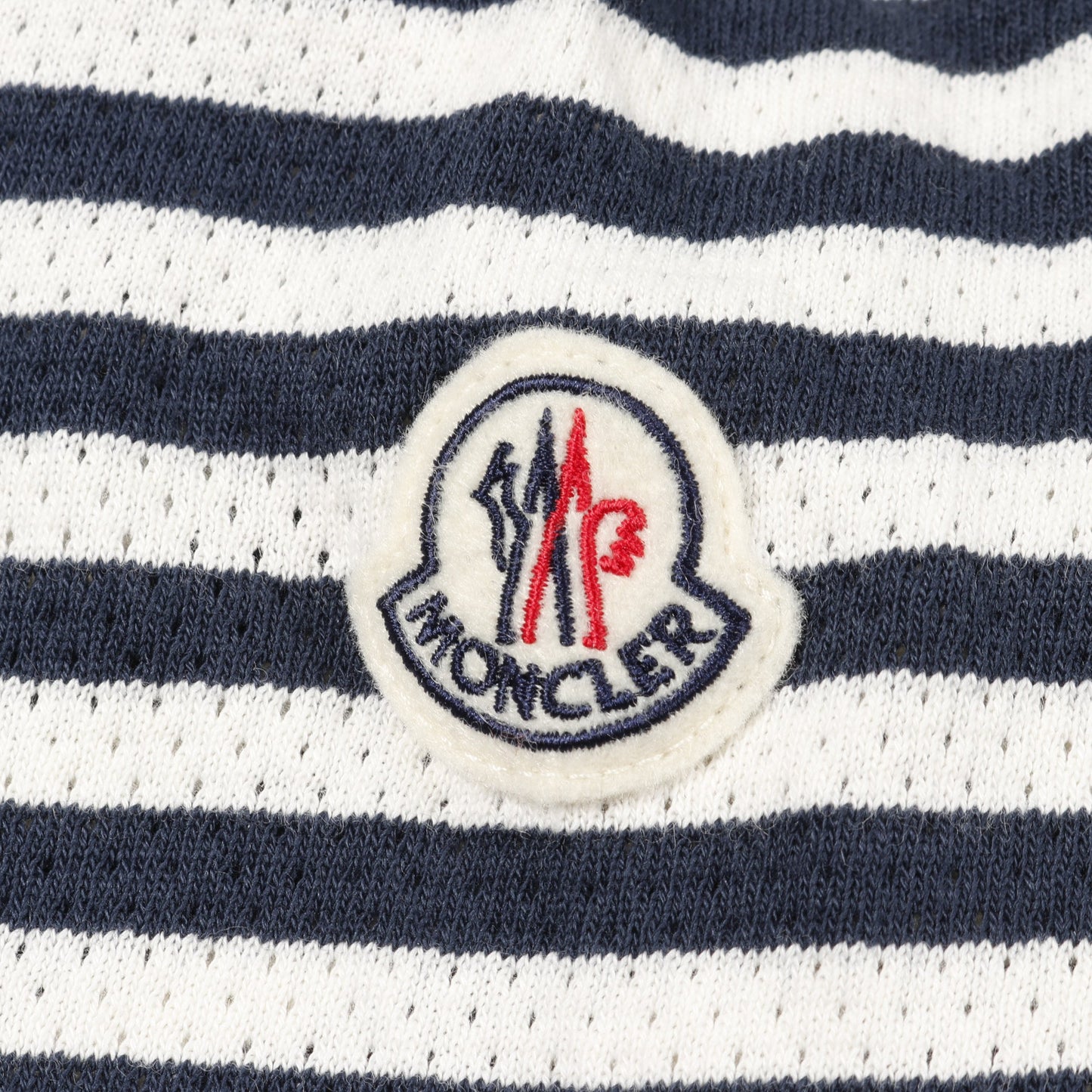 Tシャツ クルーネック 半袖 ボーダー コットン ネイビー オフホワイト メッシュ モンクレール トップス MONCLER