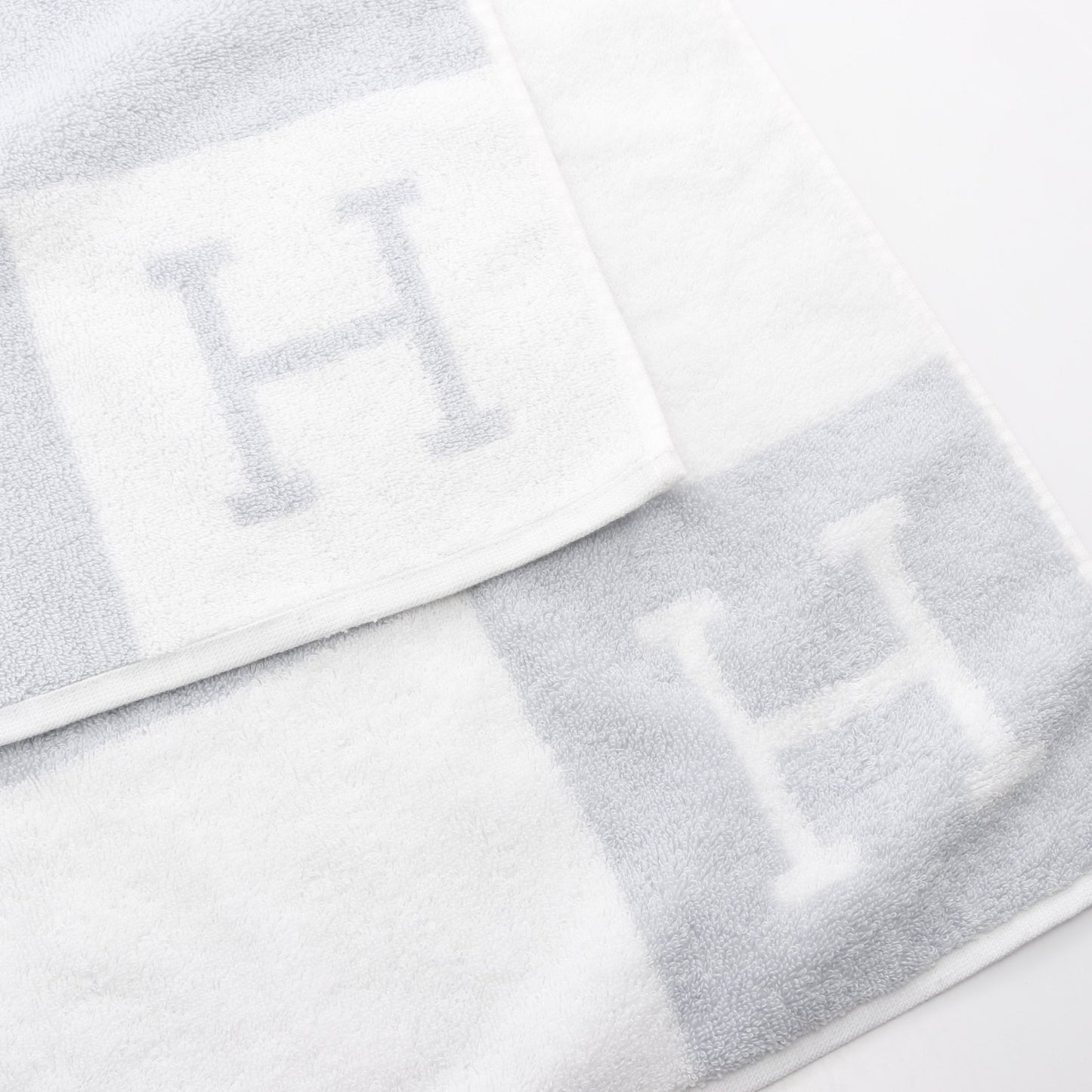 アヴァロン バス タオル コットン ブルーグレー ホワイト エルメス 財布・小物 HERMES
