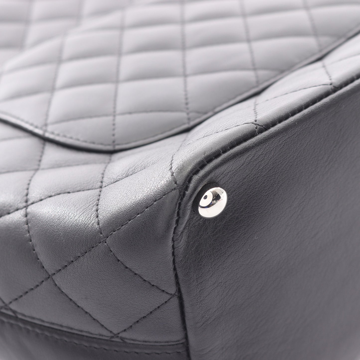 カンボンライン ミディアム ハンドバッグ トートバッグ レザー ブラック シルバー金具 シャネル バッグ CHANEL
