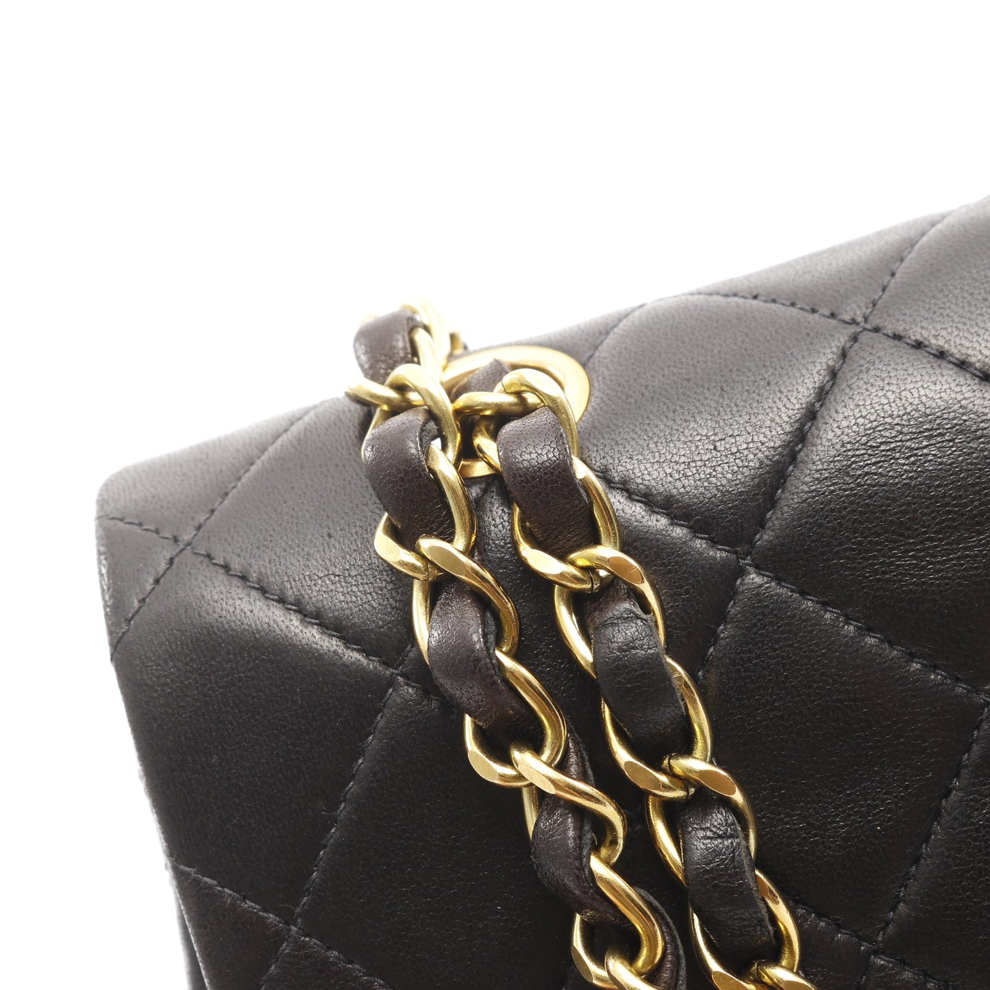 マトラッセ Wフラップ Wチェーンショルダーバッグ ラムスキン ブラック ゴールド金具 シャネル バッグ CHANEL