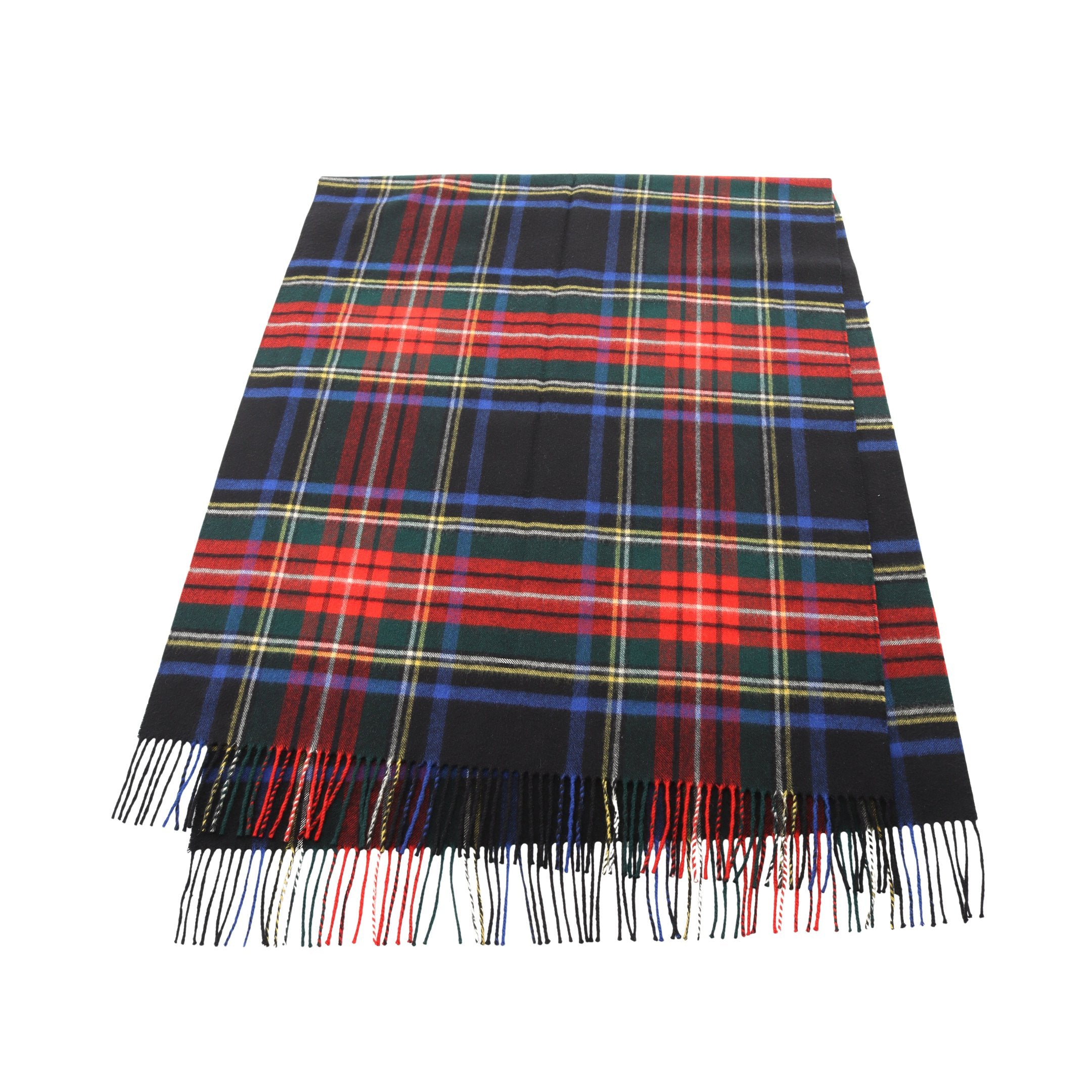 大判 マフラー チェック カシミヤ ブラック マルチカラー