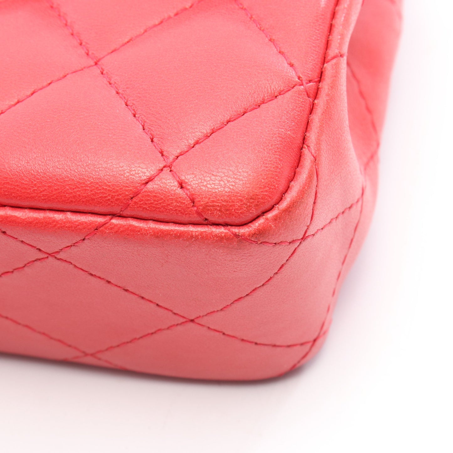 マトラッセ チェーンショルダーバッグ ラムスキン レッド シルバー金具 シャネル バッグ CHANEL