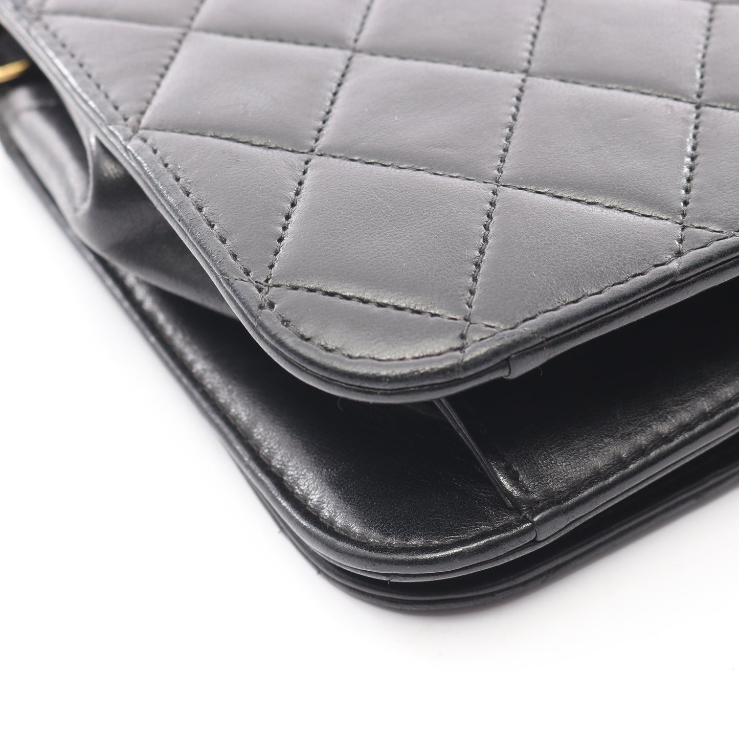 マトラッセ フルフラップ チェーンショルダーバッグ ラムスキン ブラック ゴールド金具 シャネル バッグ CHANEL