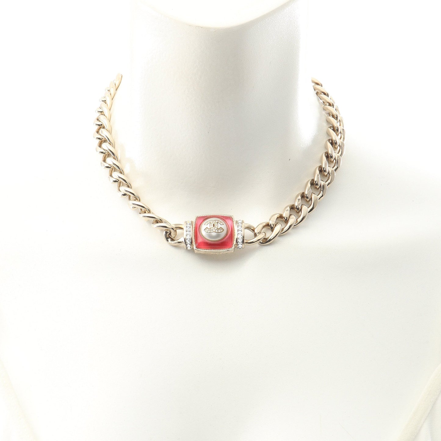ココマーク ネックレス チョーカー GP フェイクパール ゴールド ピンク A22C シャネル アクセサリー CHANEL