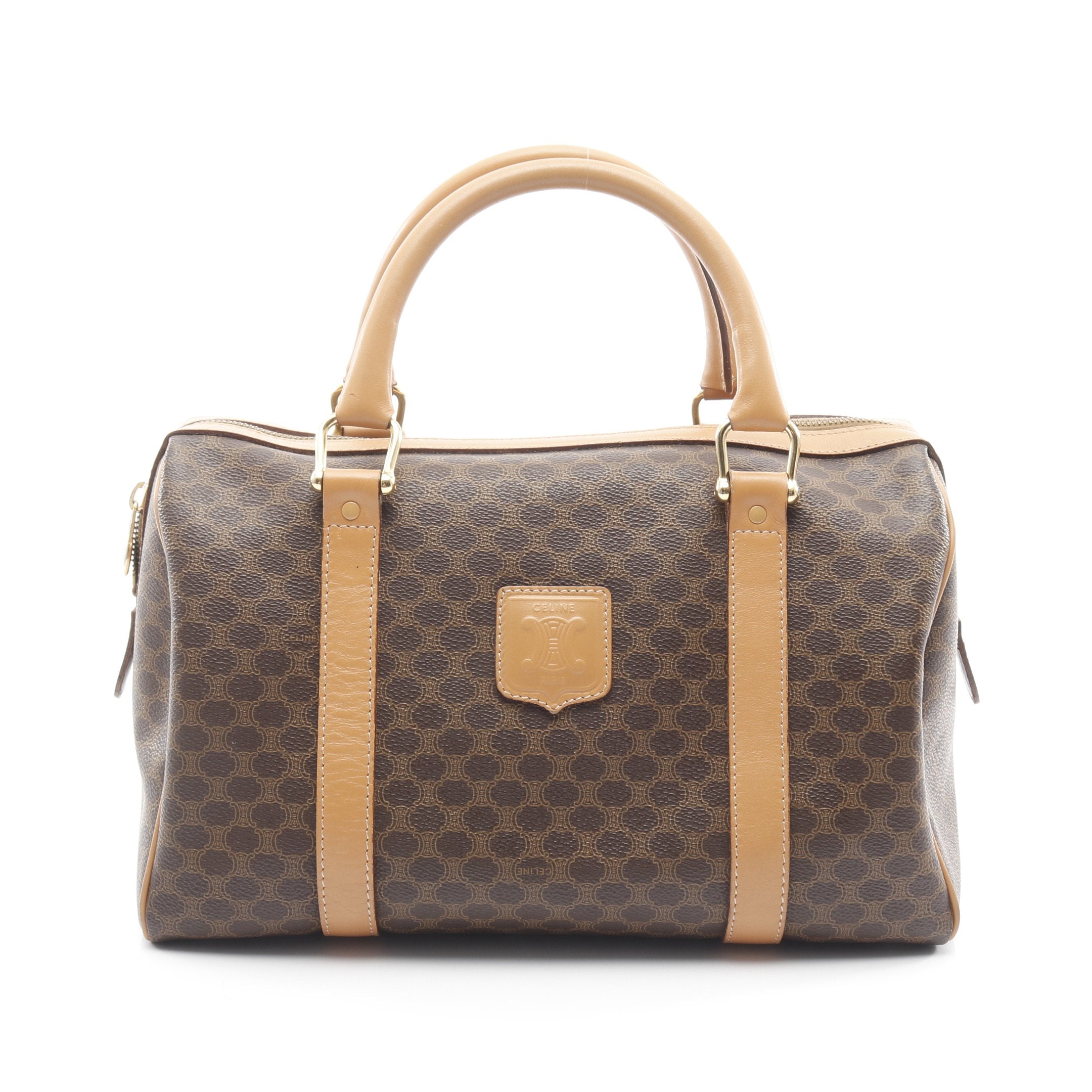 マカダム ハンドバッグ ミニボストンバッグ PVC レザー ダーク