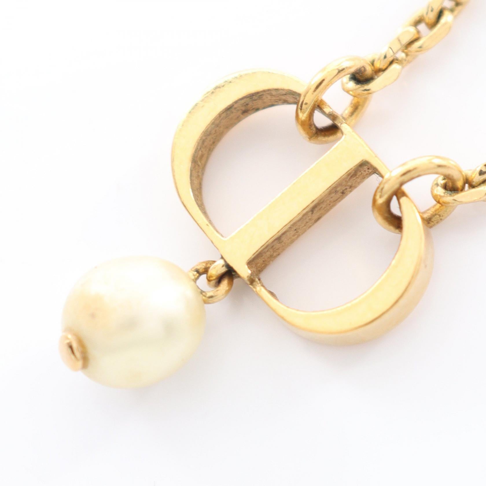 CDロゴ ネックレス GP フェイクパール ゴールド オフホワイト