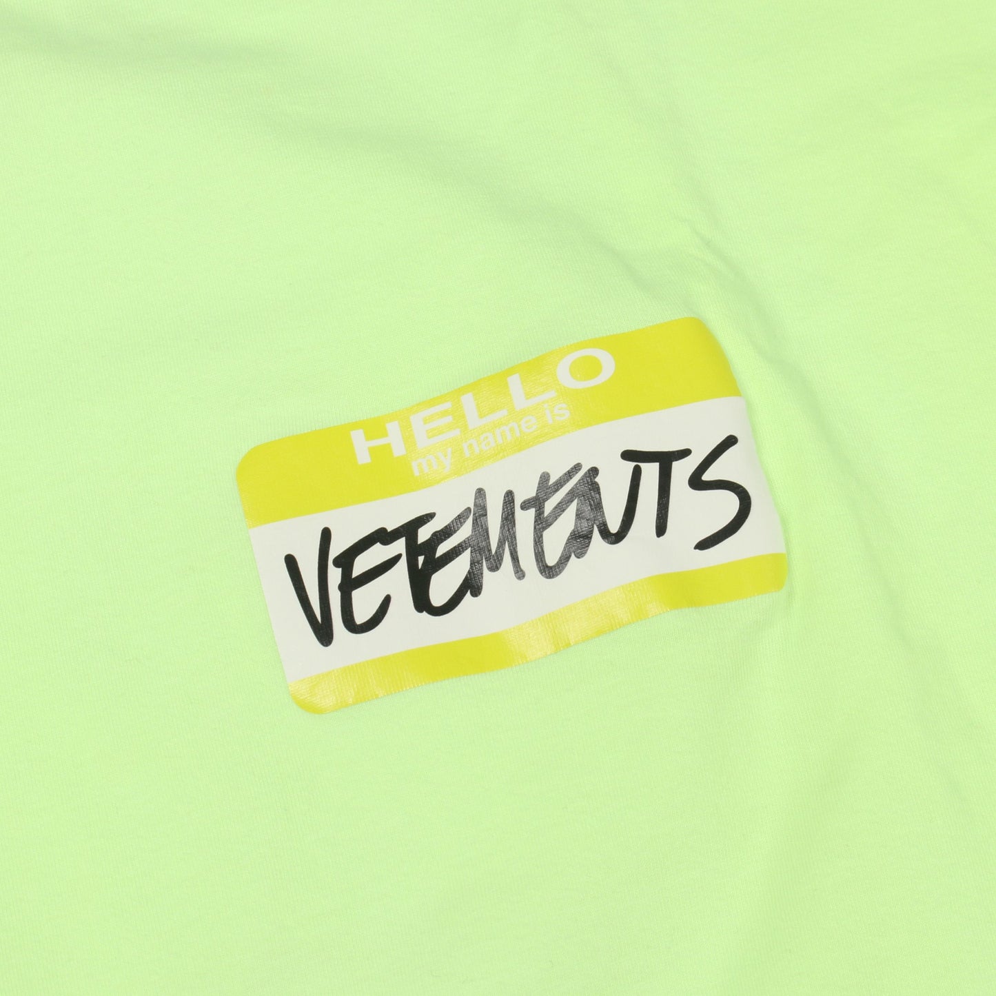 Name Badge 半袖Tシャツ コットン イエローグリーン ヴェトモン トップス VETEMENTS