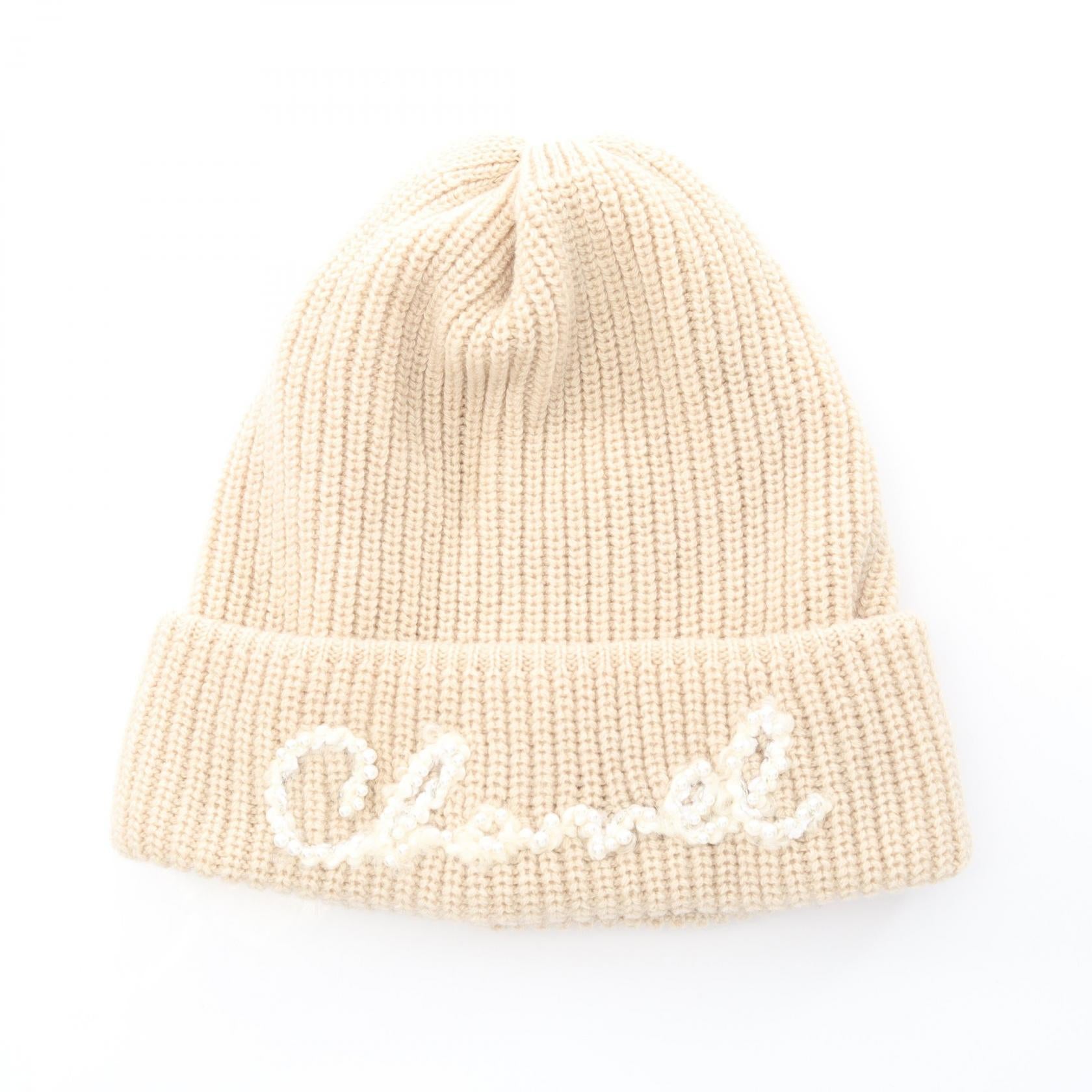 ニット帽 ビーニー カシミヤ ベージュ ロゴ シャネル – RECLO