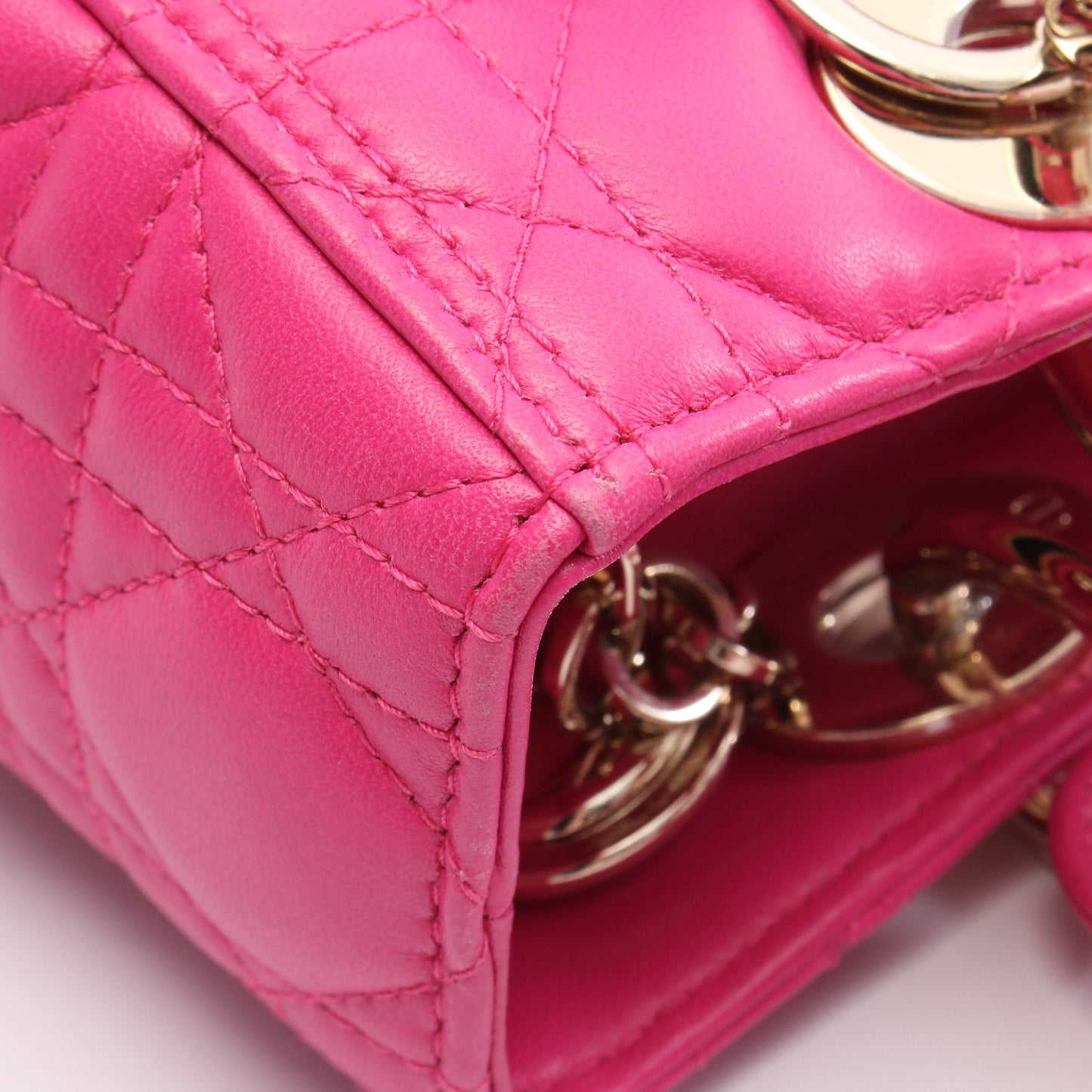 LADY DIOR レディディオール カナージュ ハンドバッグ レザー ピンクパープル 2WAY クリスチャンディオール バッグ Christian Dior