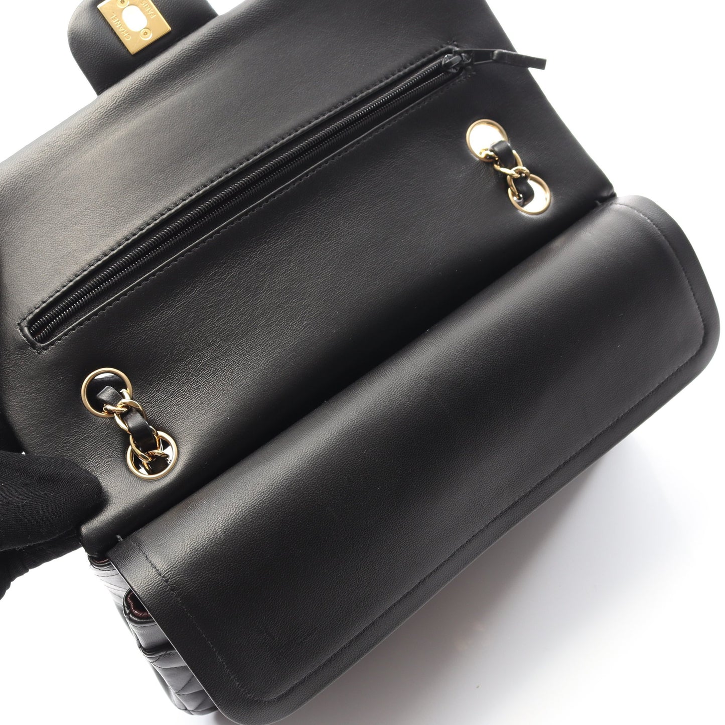 マトラッセ Wフラップ Wチェーンショルダーバッグ ラムスキン ブラック ゴールド金具 シャネル バッグ CHANEL