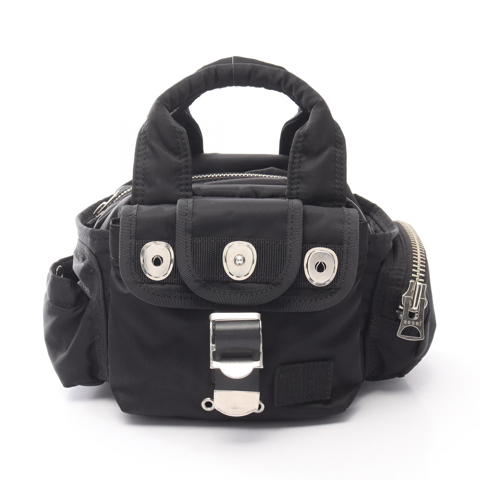 sacai × PORTER Pocket Mini Boston ハンドバッグ ナイロン ブラック