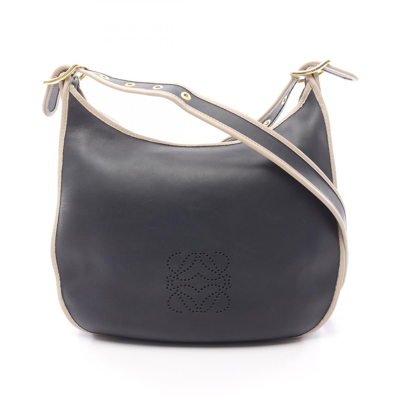 ソフィア アナグラム ショルダーバッグ レザー ダークグレー ベージュ