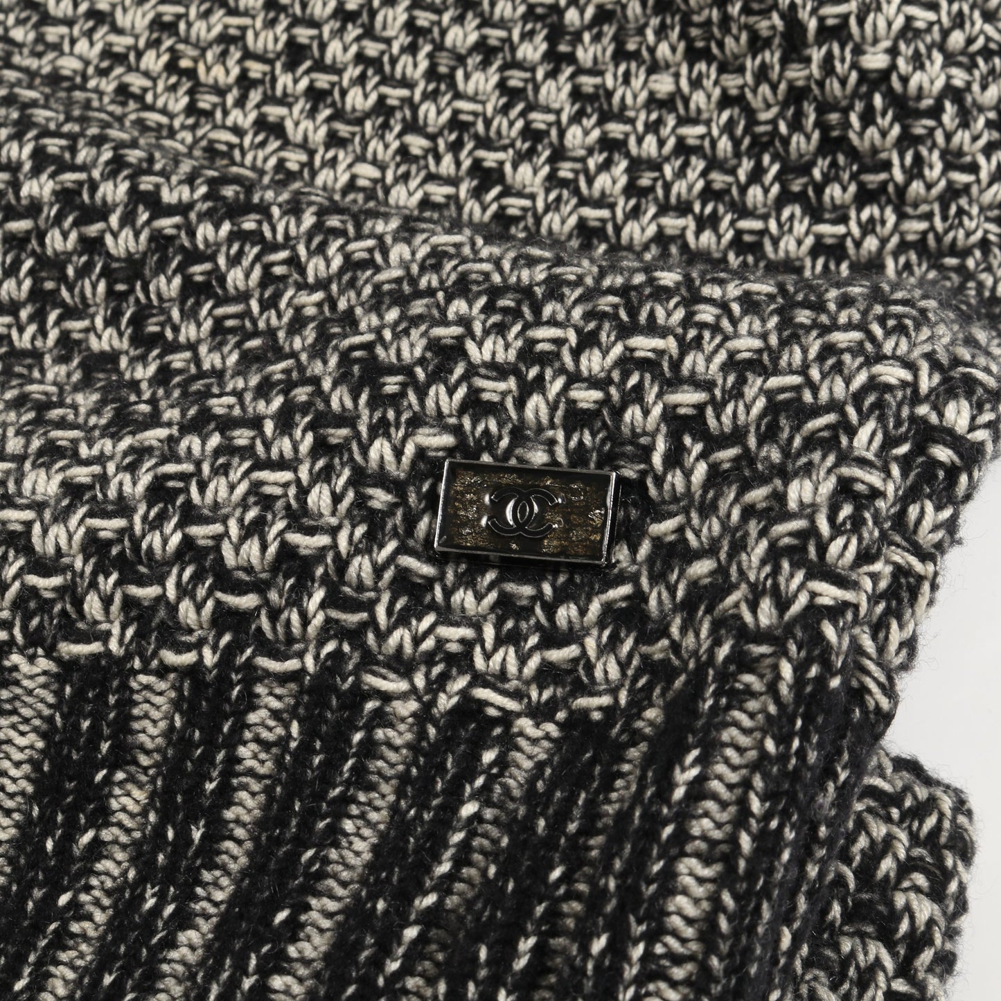 ニットワンピース シルク カシミヤ ウール レーヨン ブラック オフホワイト シャネル ワンピース CHANEL