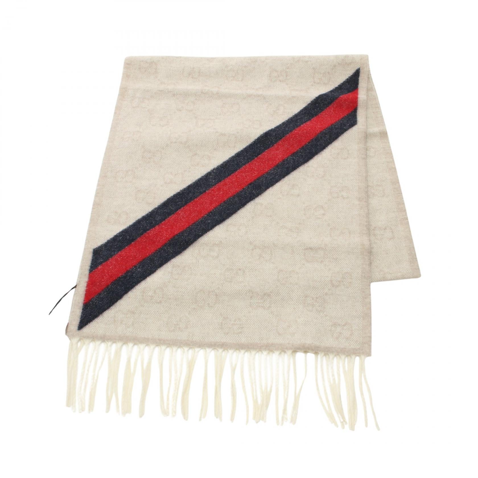 GG柄 マフラー ウール ベージュ ネイビー レッド グッチ – RECLO