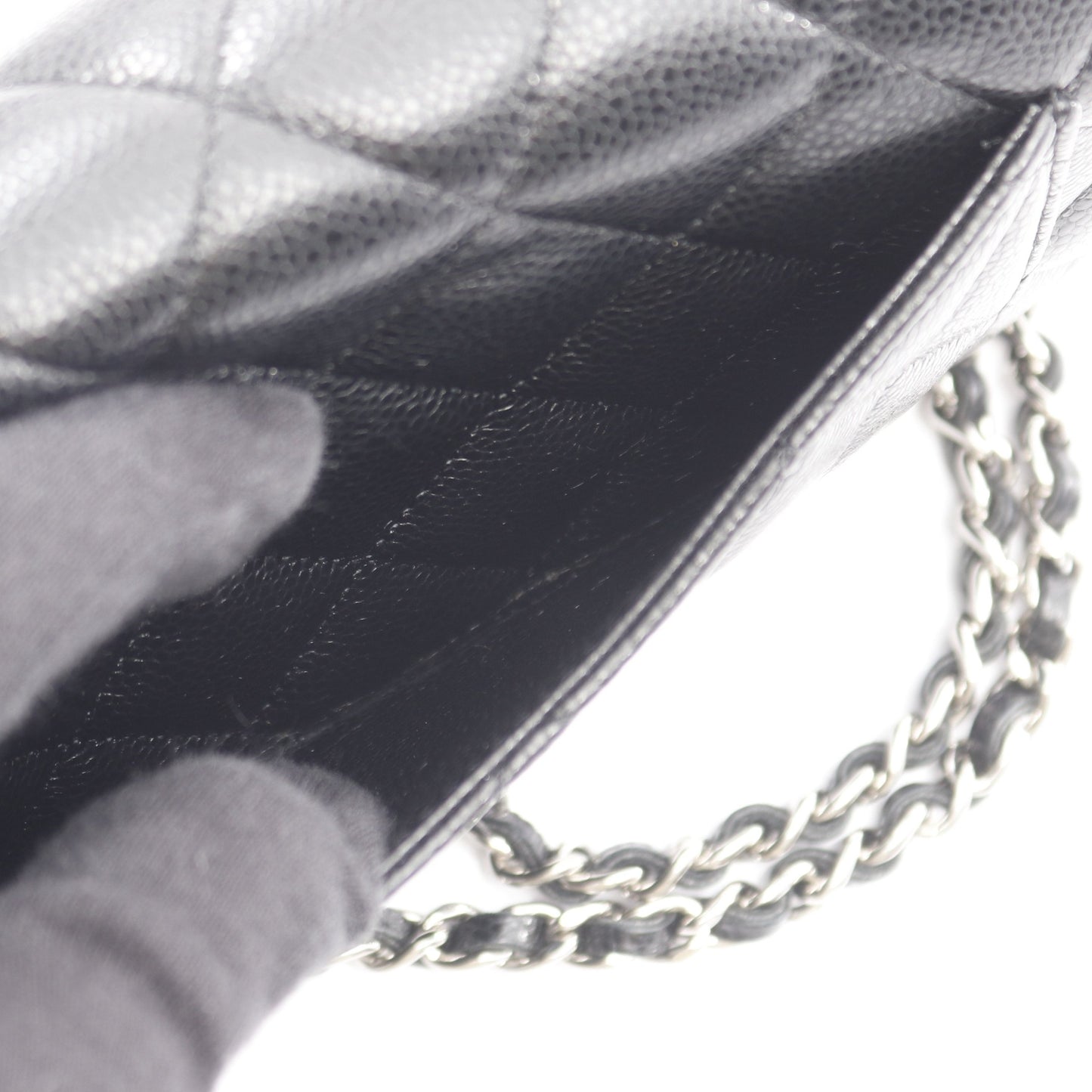 マトラッセ チェーンウォレット キャビアスキン ブラック シルバー金具 シャネル バッグ CHANEL
