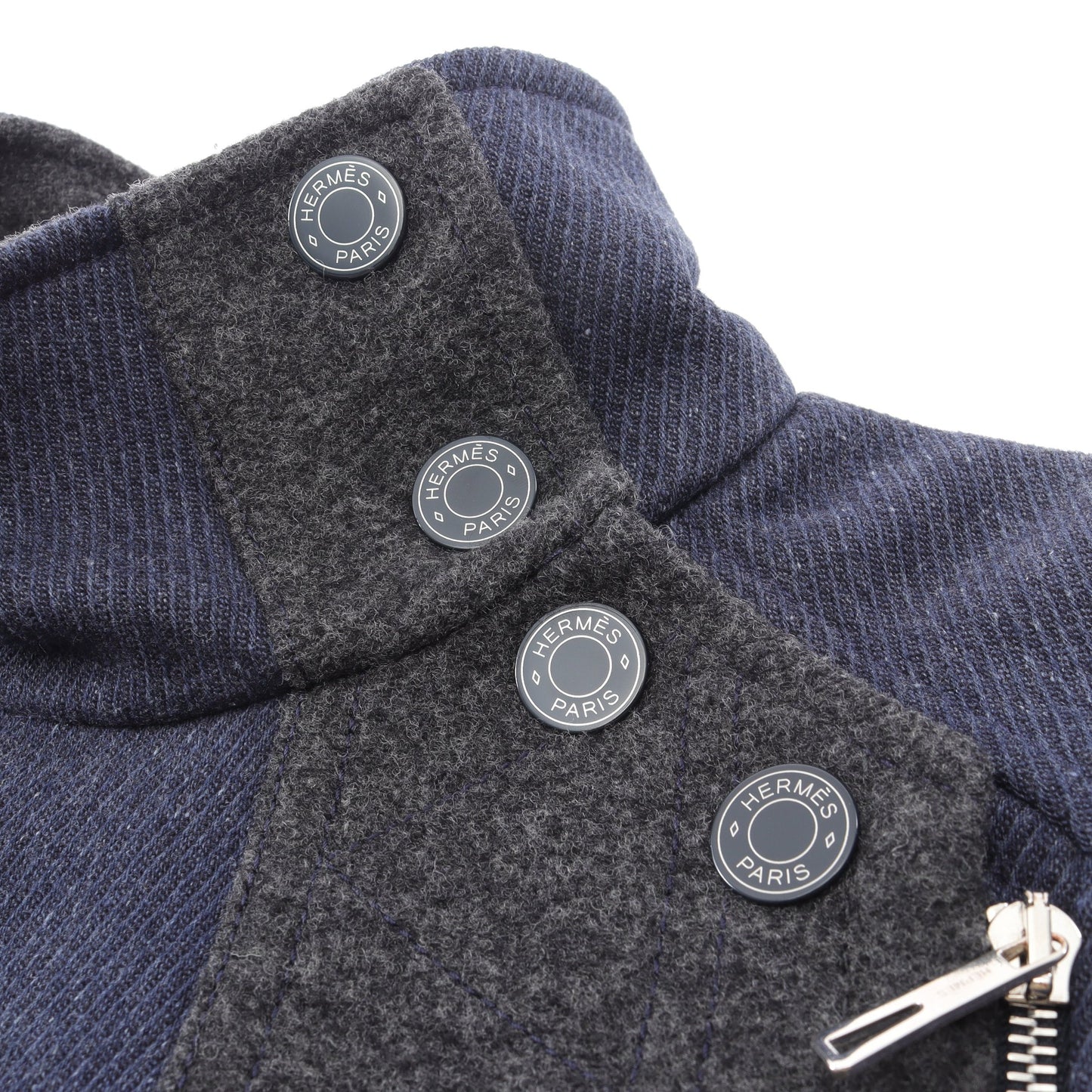 セリエボタン コート コットン ウール ネイビー エルメス アウター HERMES