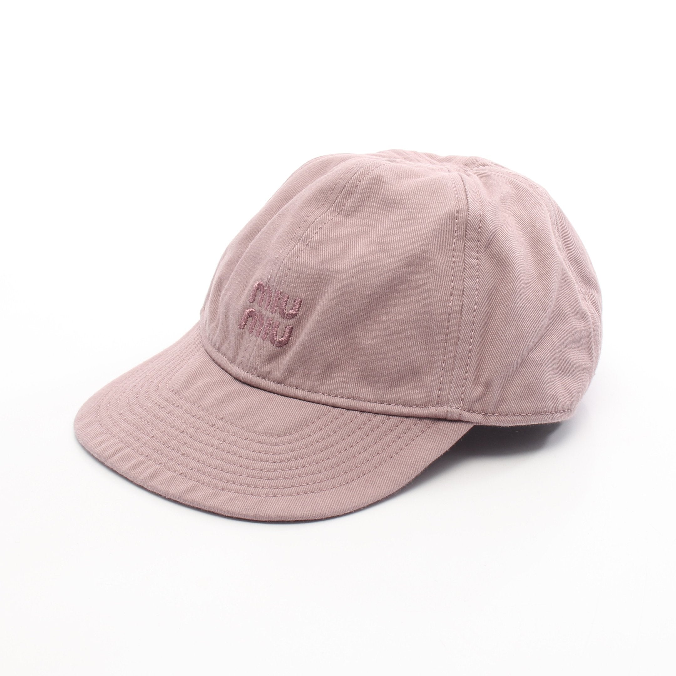 MIU MIU ピンク ドリルベースボールキャップ Sサイズ ドリル ベースボール キャップ 帽子 ロゴ刺繍 コットン ダスティピンク