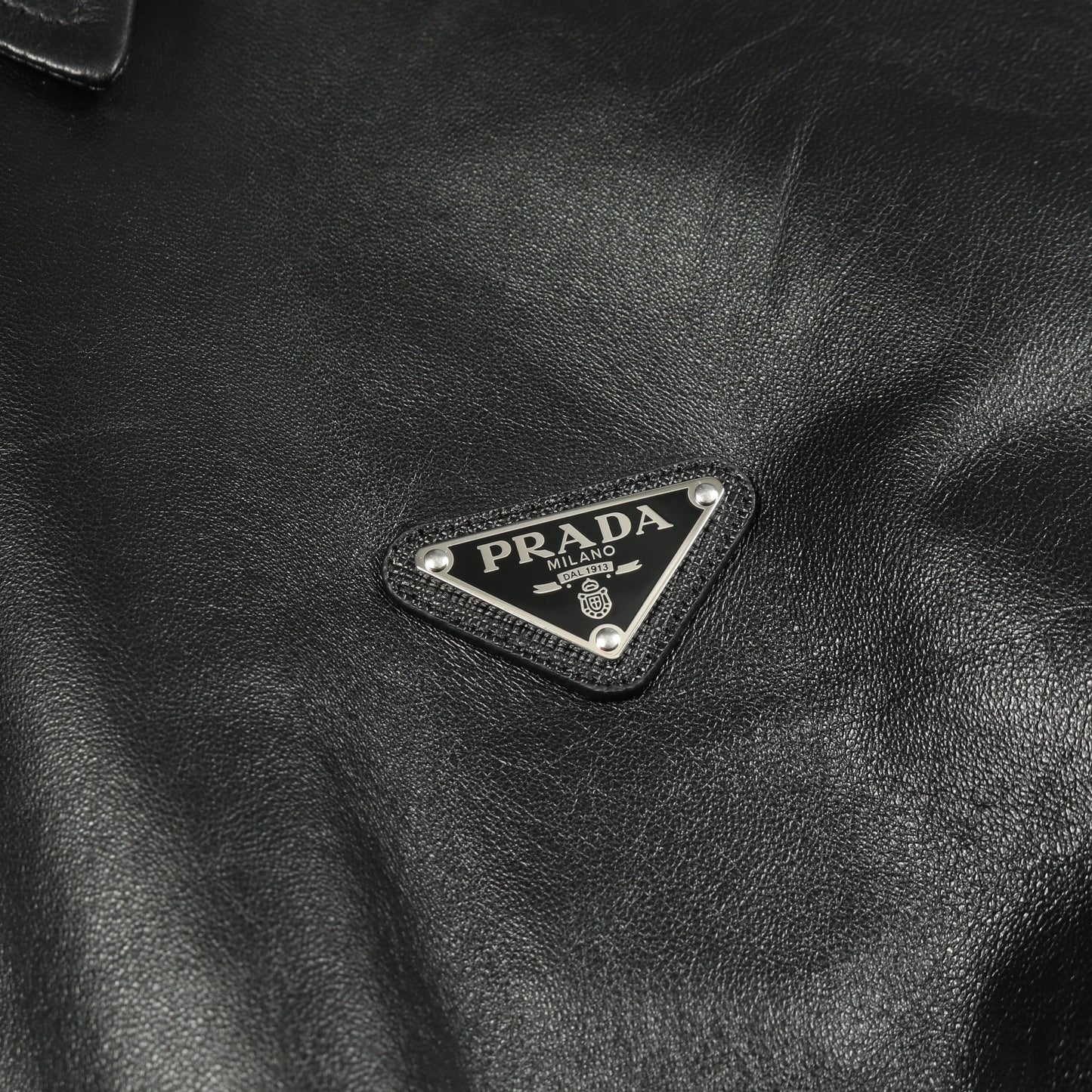 トライアングルロゴ レザージャケット ラムレザー ブラック プラダ アウター PRADA