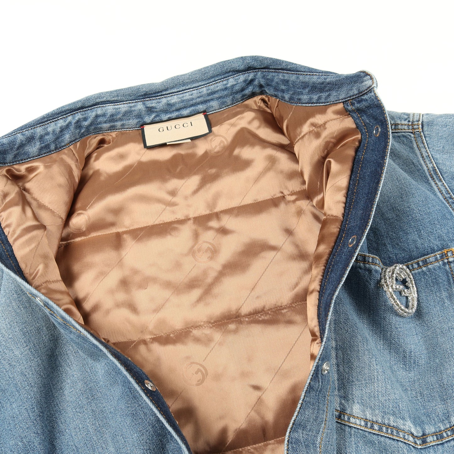 WASHED ORGANIC DENIM SHIRT デニムジャケット コットン インディゴブルー グッチ アウター GUCCI