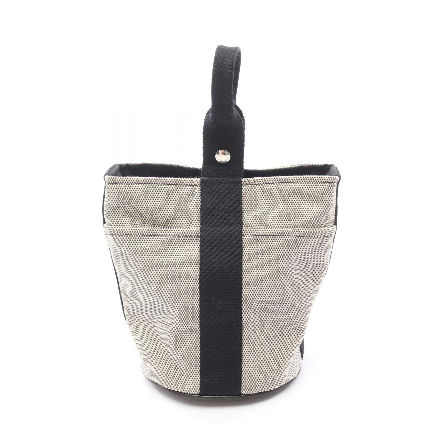 サクソーPM ハンドバッグ キャンバス アイボリー ブラック シルバー