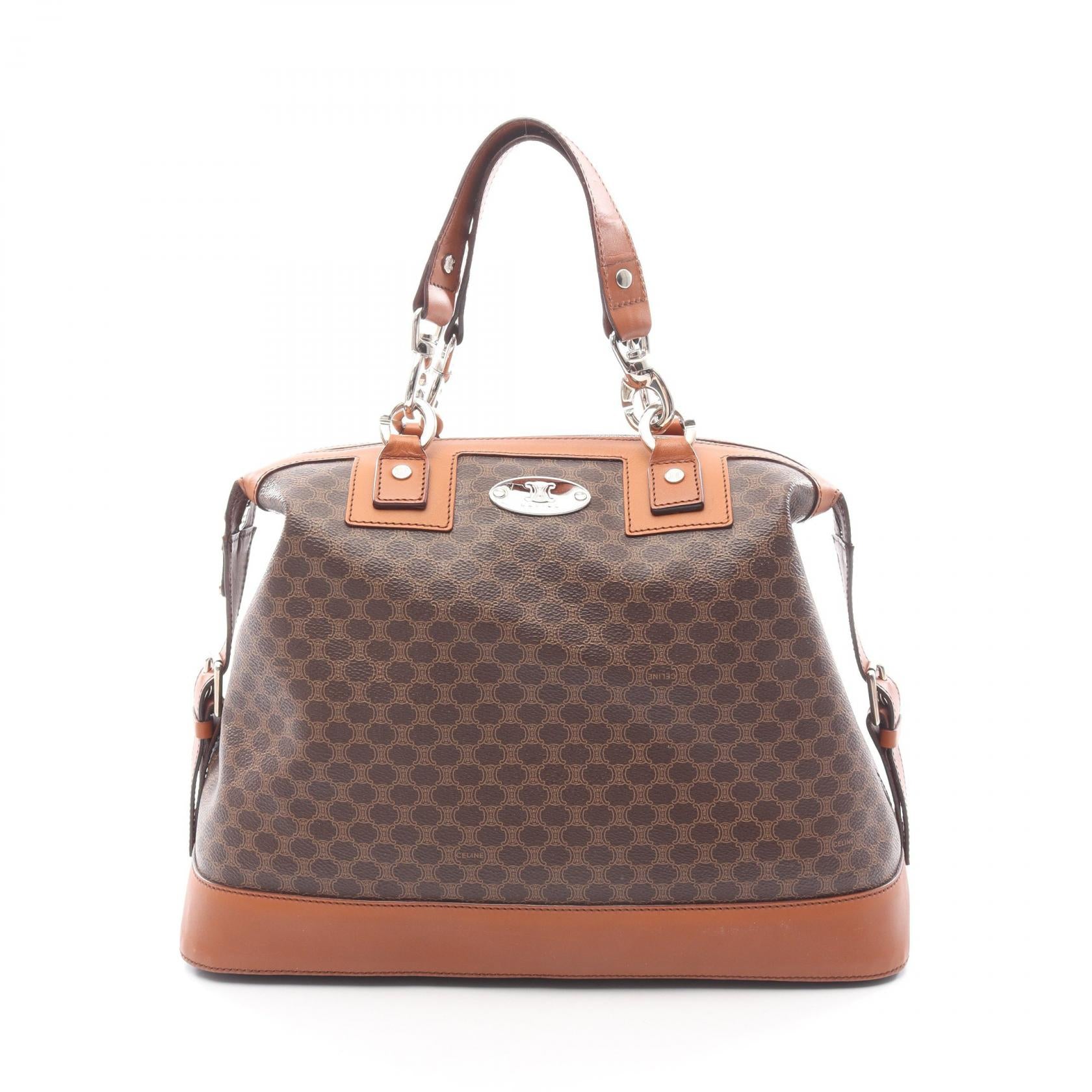 マカダム ハンドバッグ PVC レザー ブラウン ダークブラウン セリーヌ