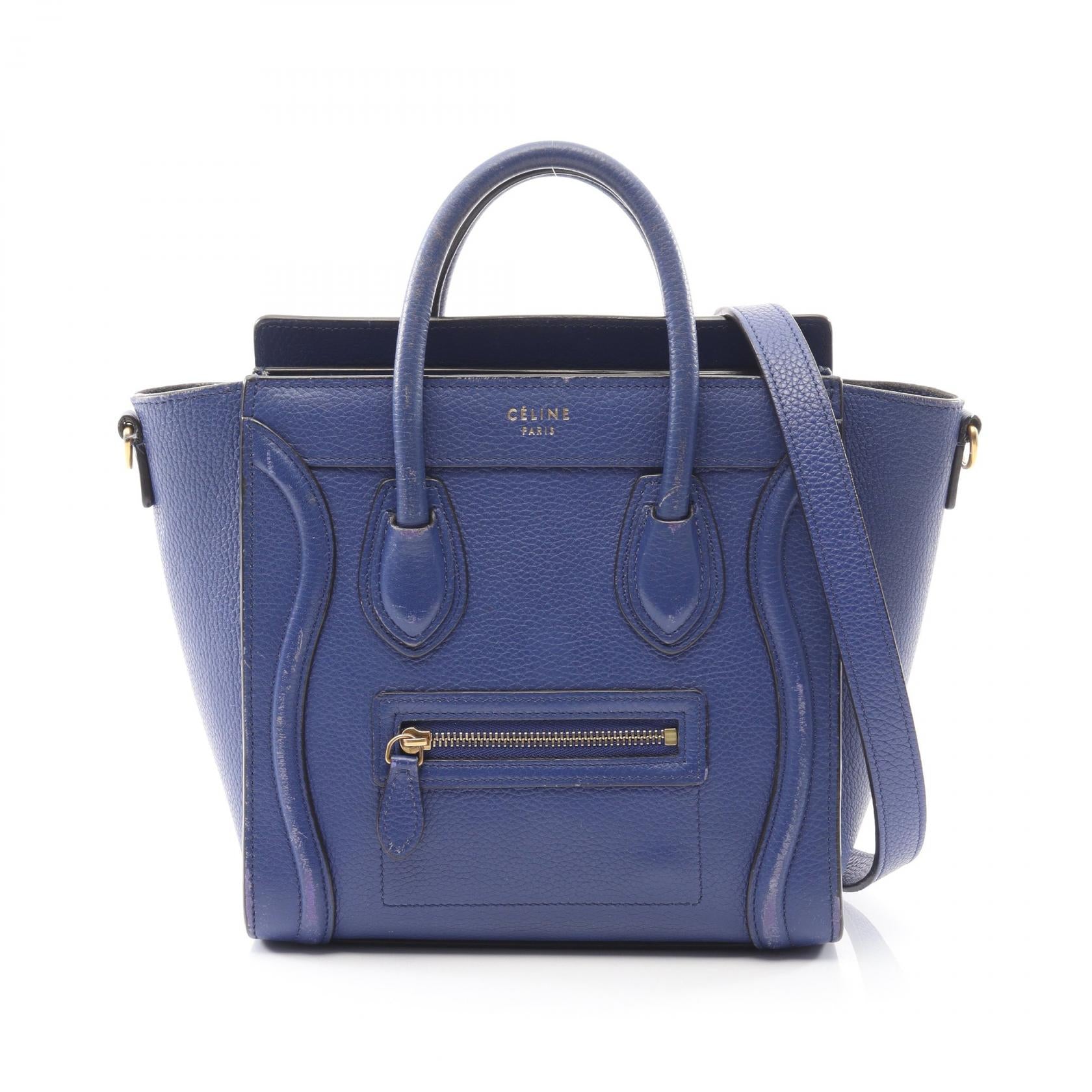 ラゲージ ナノショッパー ハンドバッグ レザー ブルー 2WAY セリーヌ