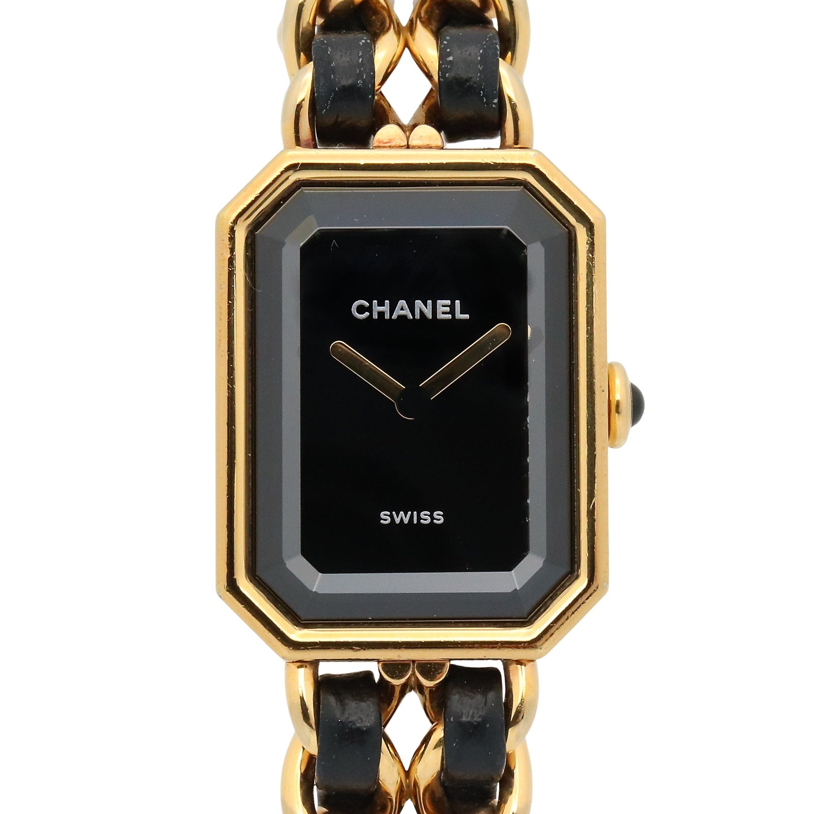 シャネル CHANEL プルミエール S 腕時計 時計 GP（ゴールドメッキ） GP（ゴールドメッキ） レザーベルト レディース ブラック系 H0001 【中古】 プルミエール オリジナルエディション レディース 腕時計 クオーツ GP