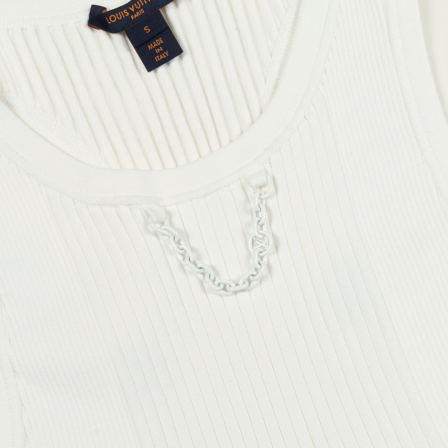 リブクロップトップ タンクトップ レーヨン ホワイト ルイヴィトン トップス LOUIS VUITTON