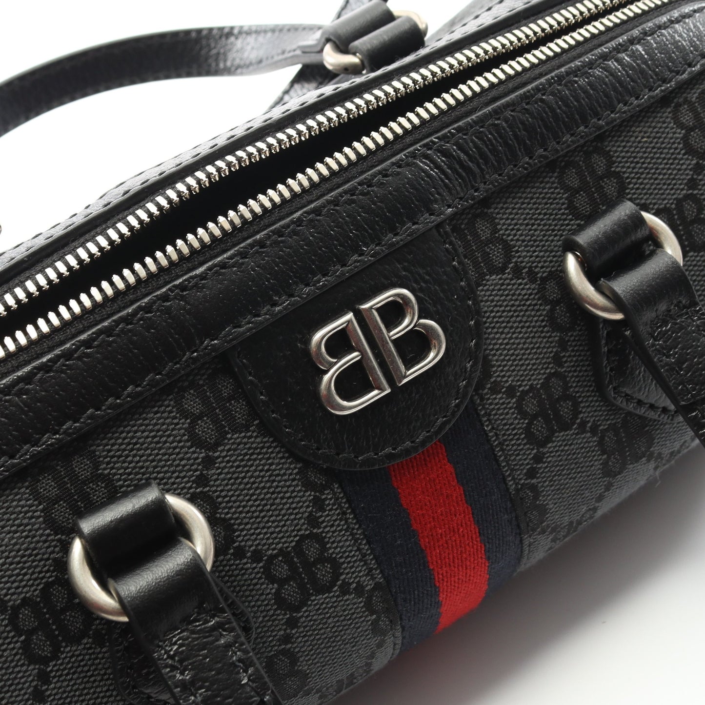 BALENCIAGA × GUCCIHACKER ハンドバッグ キャンバス レザー ブラック マルチカラー 2WAY バレンシアガ バッグ BALENCIAGA