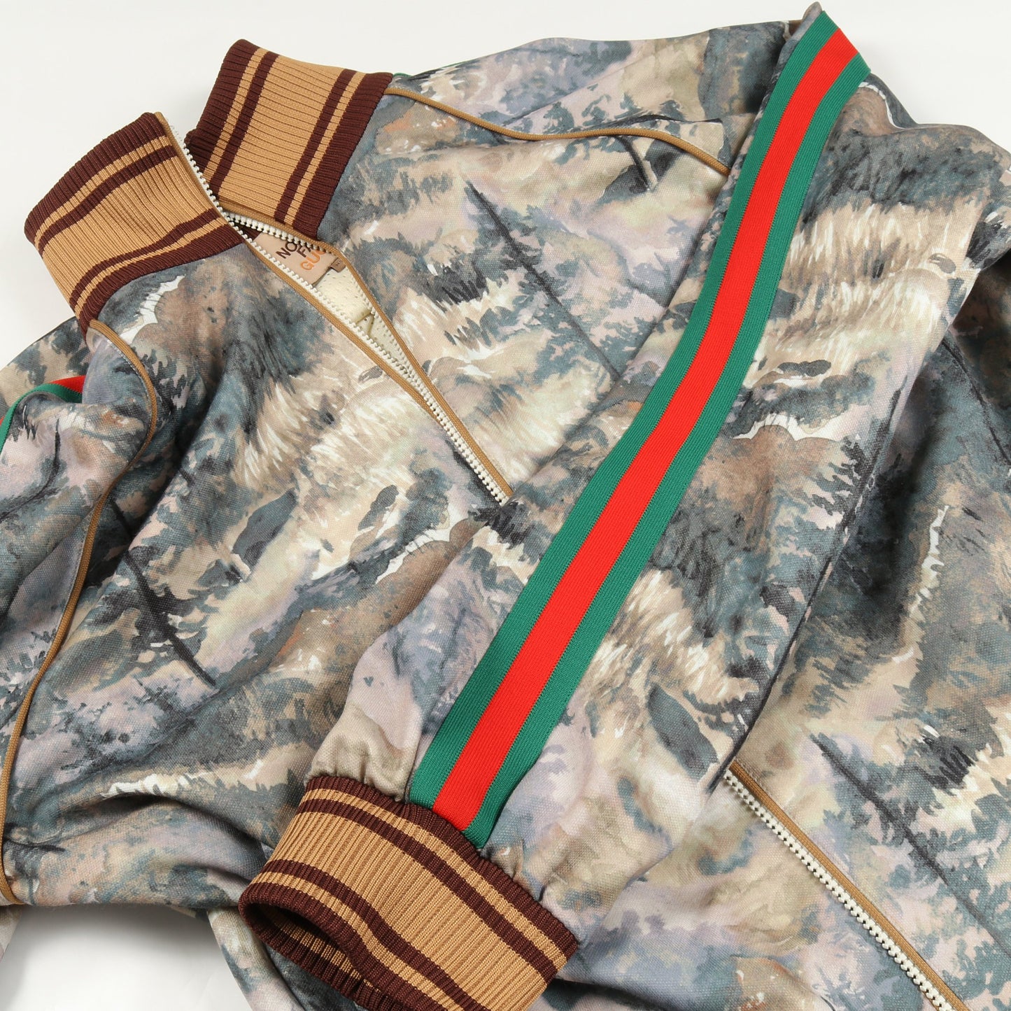 GUCCI × THE NORTH FACE フォレストプリント シェリーライン トラックジャケット コットン イエローブラウン マルチカラー グッチ アウター GUCCI