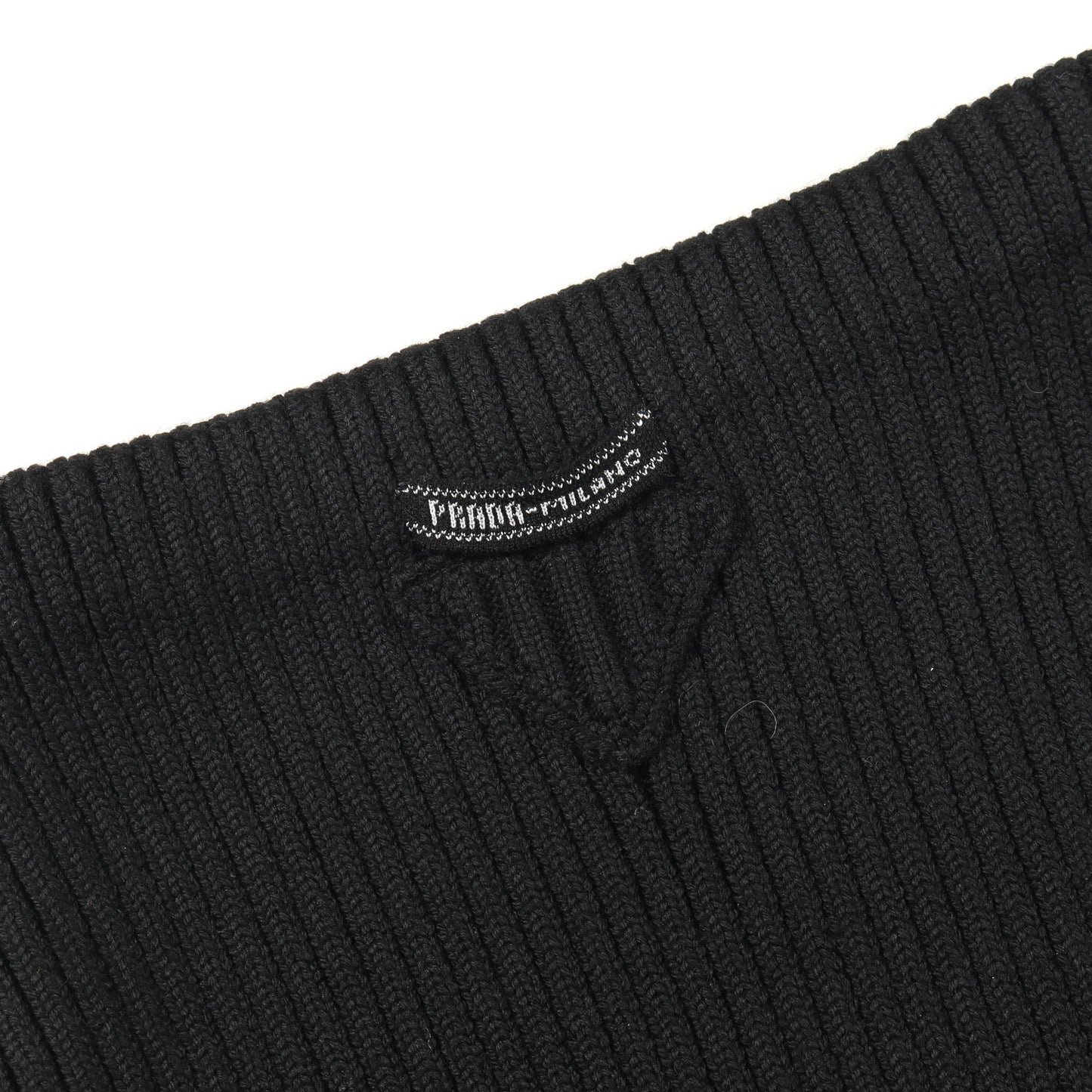 スリムフィット リブニット スカート ウール ブラック プラダ