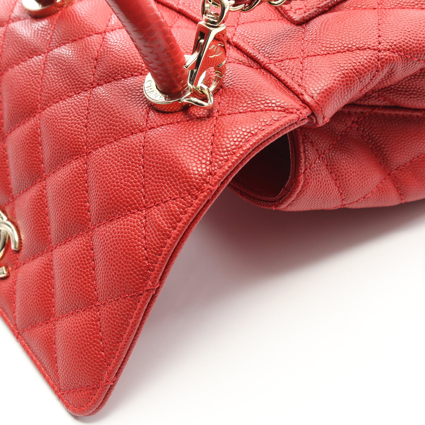 ココハンドルXXS トップハンドル ハンドバッグ キャビアスキン レッド ゴールド金具 2WAY シャネル バッグ CHANEL