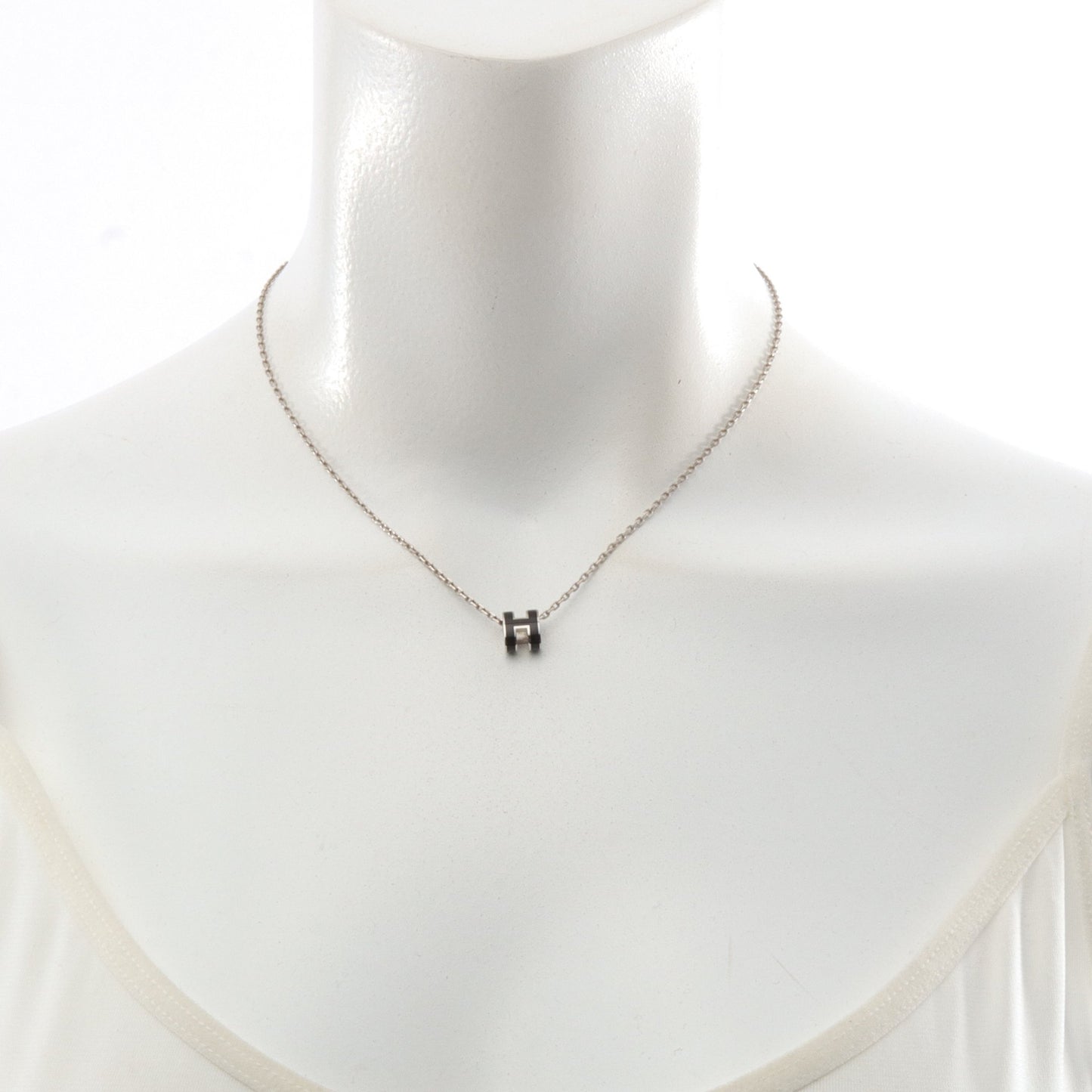 MINI POP H ミニポップアッシュ ネックレス シルバー ブラック エルメス