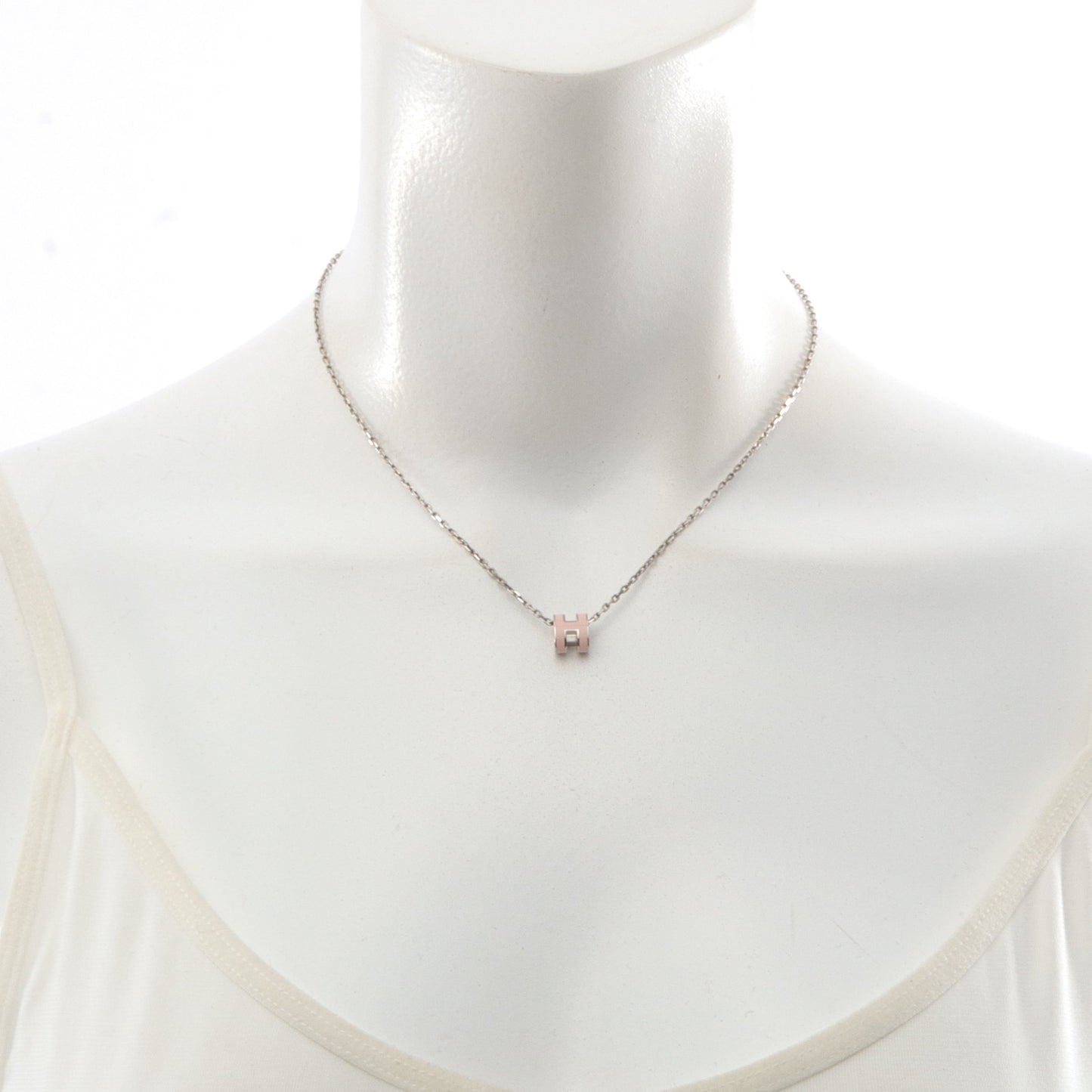 MINI POP H ミニポップアッシュ ローズドラジェ ネックレス シルバー ライトピンク エルメス