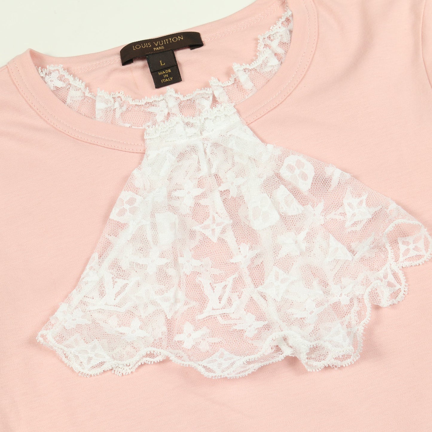 長袖Tシャツ レース フリル コットン ピンク ルイヴィトン トップス LOUIS VUITTON