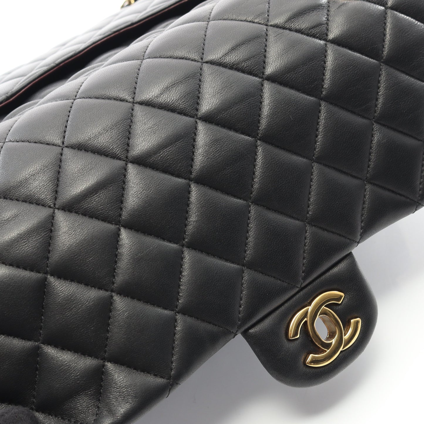 マトラッセ Wフラップ Wチェーンショルダーバッグ ラムスキン ブラック ゴールド金具 シャネル バッグ CHANEL