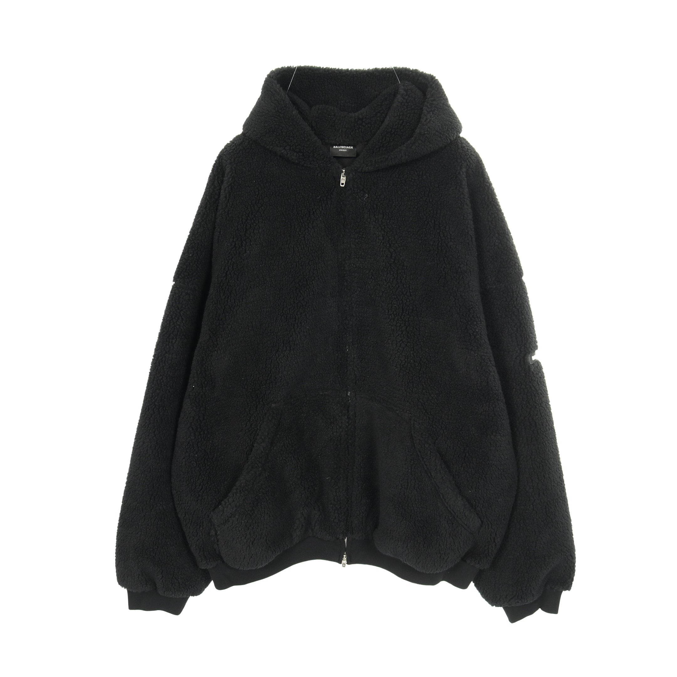 ボア フリース ジャケット ブラック フード付き バレンシアガ – RECLO