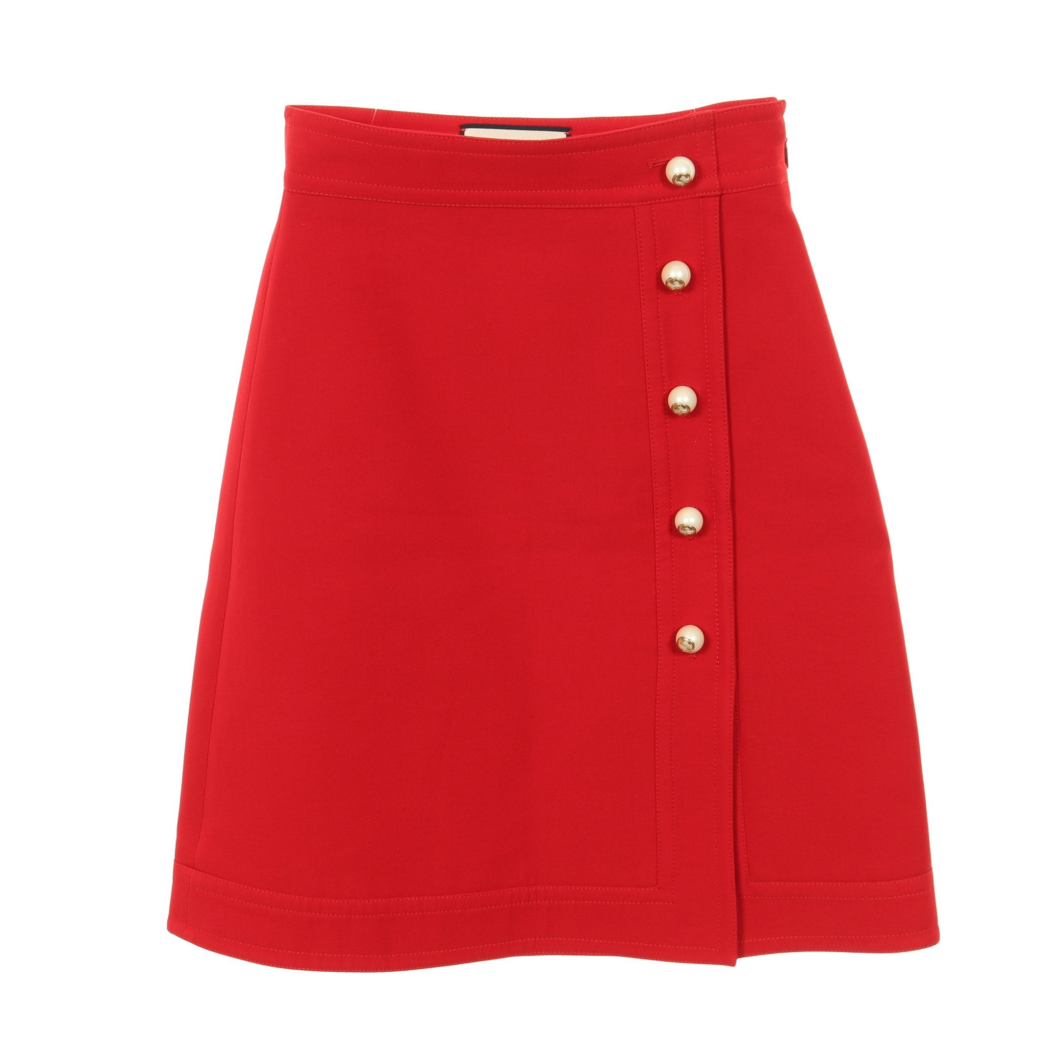 gucci パールボタンスカート GGパールボタン スカート ウール レッド グッチ – RECLO