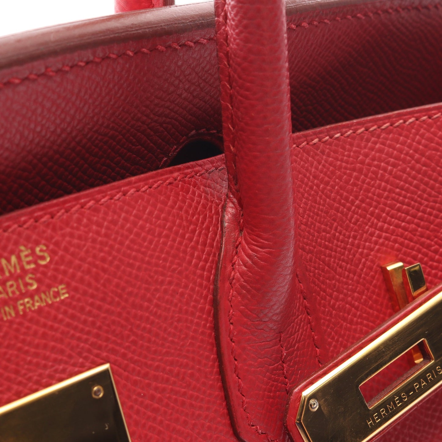 バーキン30 ルージュヴィフ ハンドバッグ ヴォーエプソン レッド ゴールド金具 □D刻印 エルメス バッグ HERMES