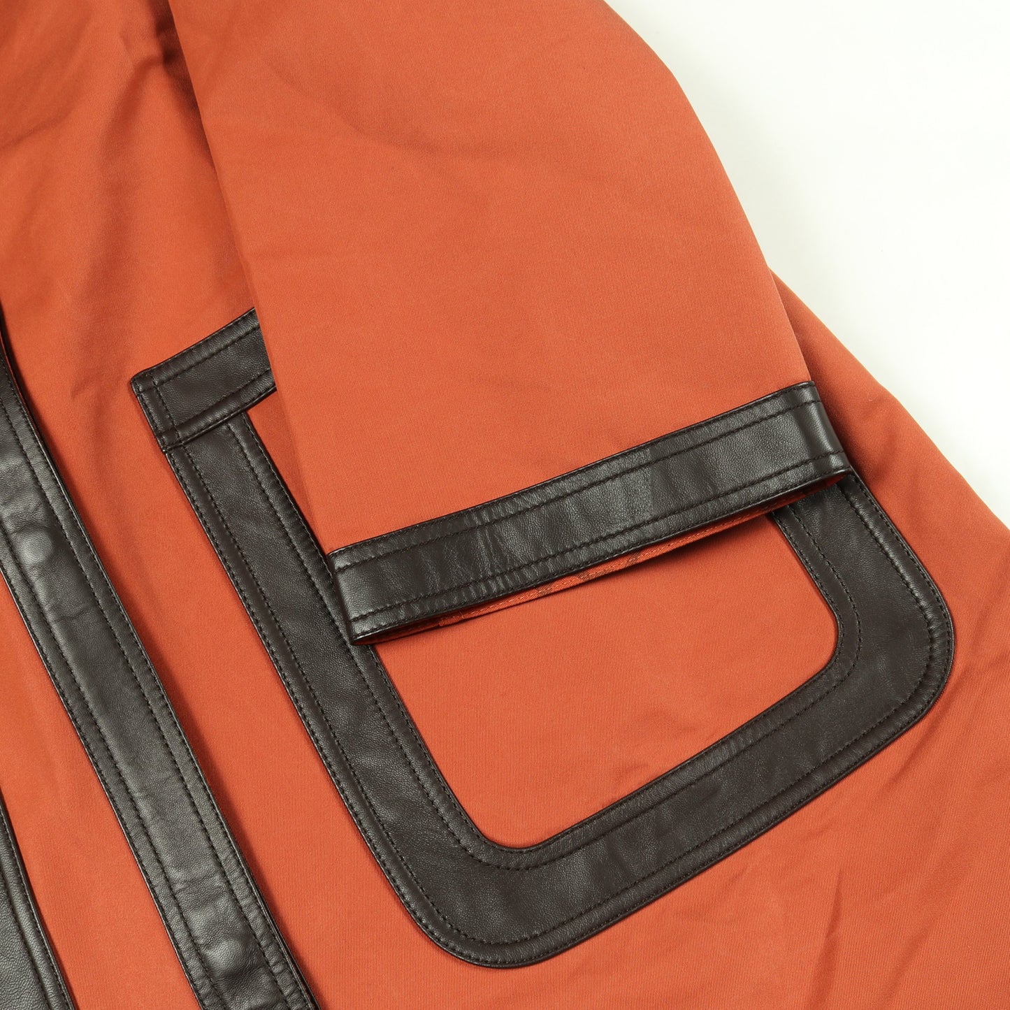 ステンカラーコート コットン ラムスキン オレンジ ダークブラウン エルメス アウター HERMES