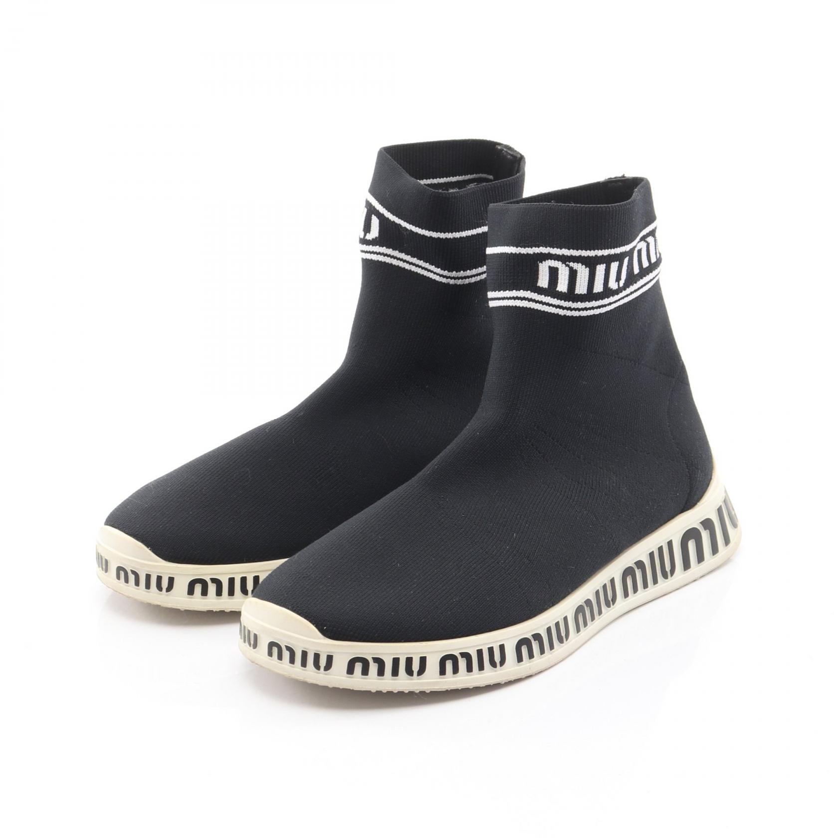 ソックス スニーカー ロゴ ニットファブリック ブラック ホワイト