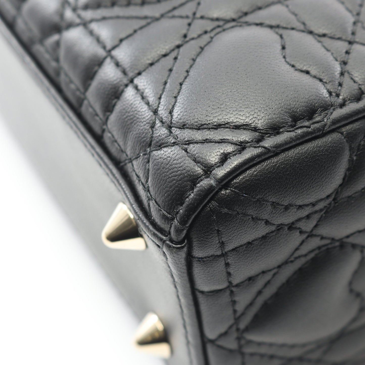 LADY DIOR MY ABCDIOR レディディオール スモール カナージュ ハンドバッグ レザー ブラック 2WAY クリスチャンディオール バッグ Christian Dior