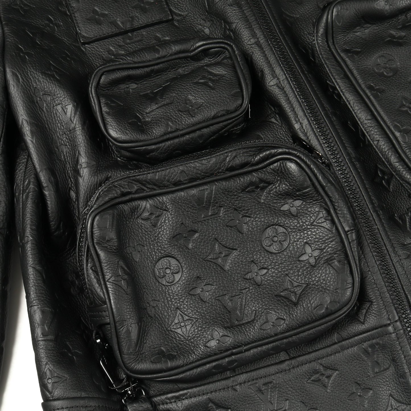 モノグラムエンボス ユーティリティ レザージャケット レザー ブラック ルイヴィトン アウター LOUIS VUITTON