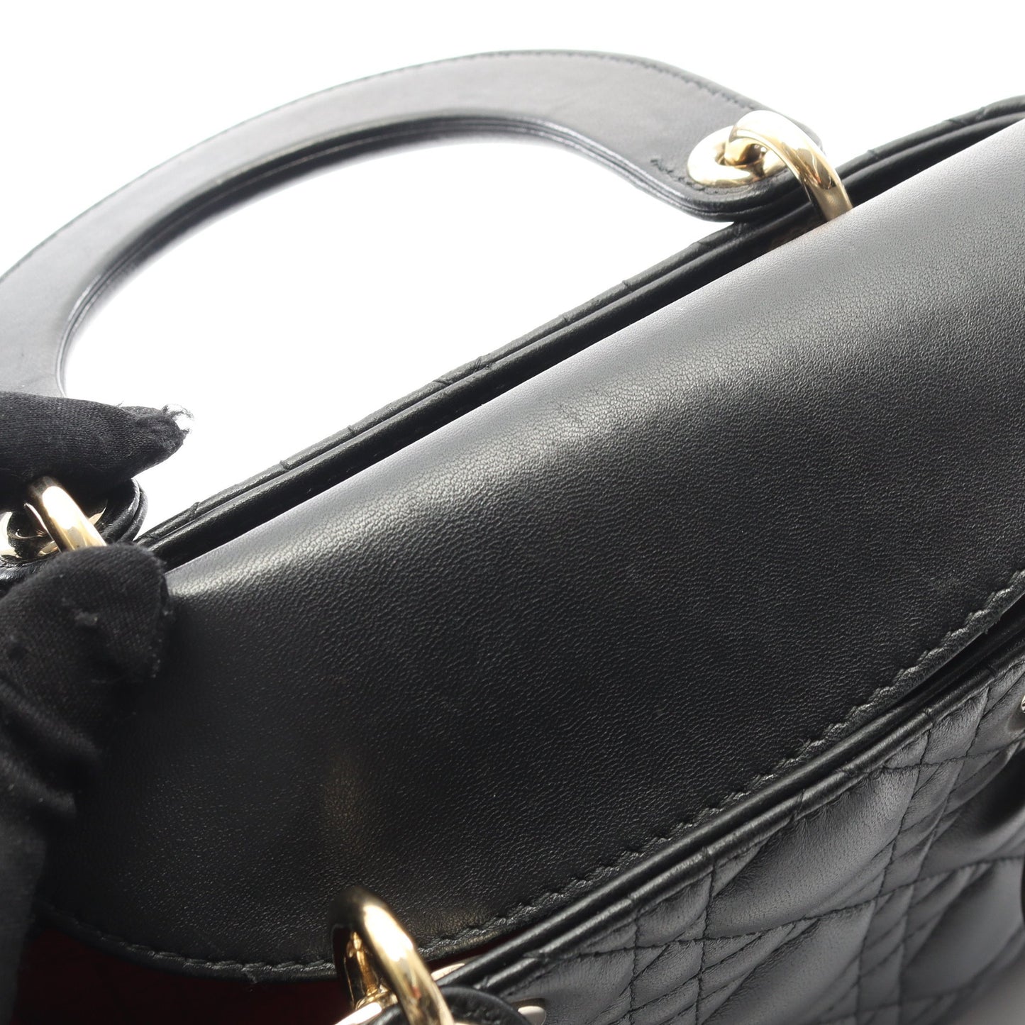 LADY DIOR MY ABCDIOR レディディオール スモール カナージュ ハンドバッグ レザー ブラック 2WAY クリスチャンディオール バッグ Christian Dior