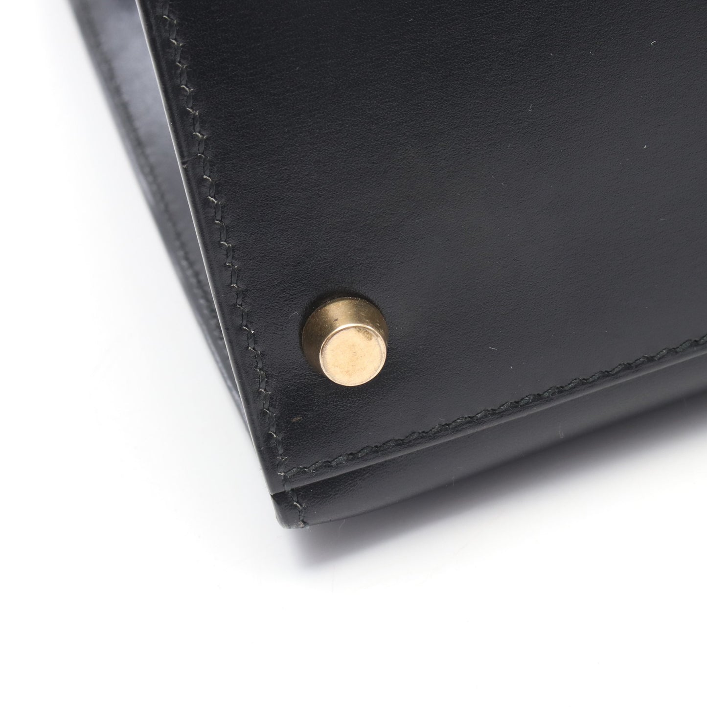 ケリー28 ハンドバッグ ボックスカーフ ブラック ゴールド金具 外縫い 2WAY ○Y刻印 エルメス バッグ HERMES