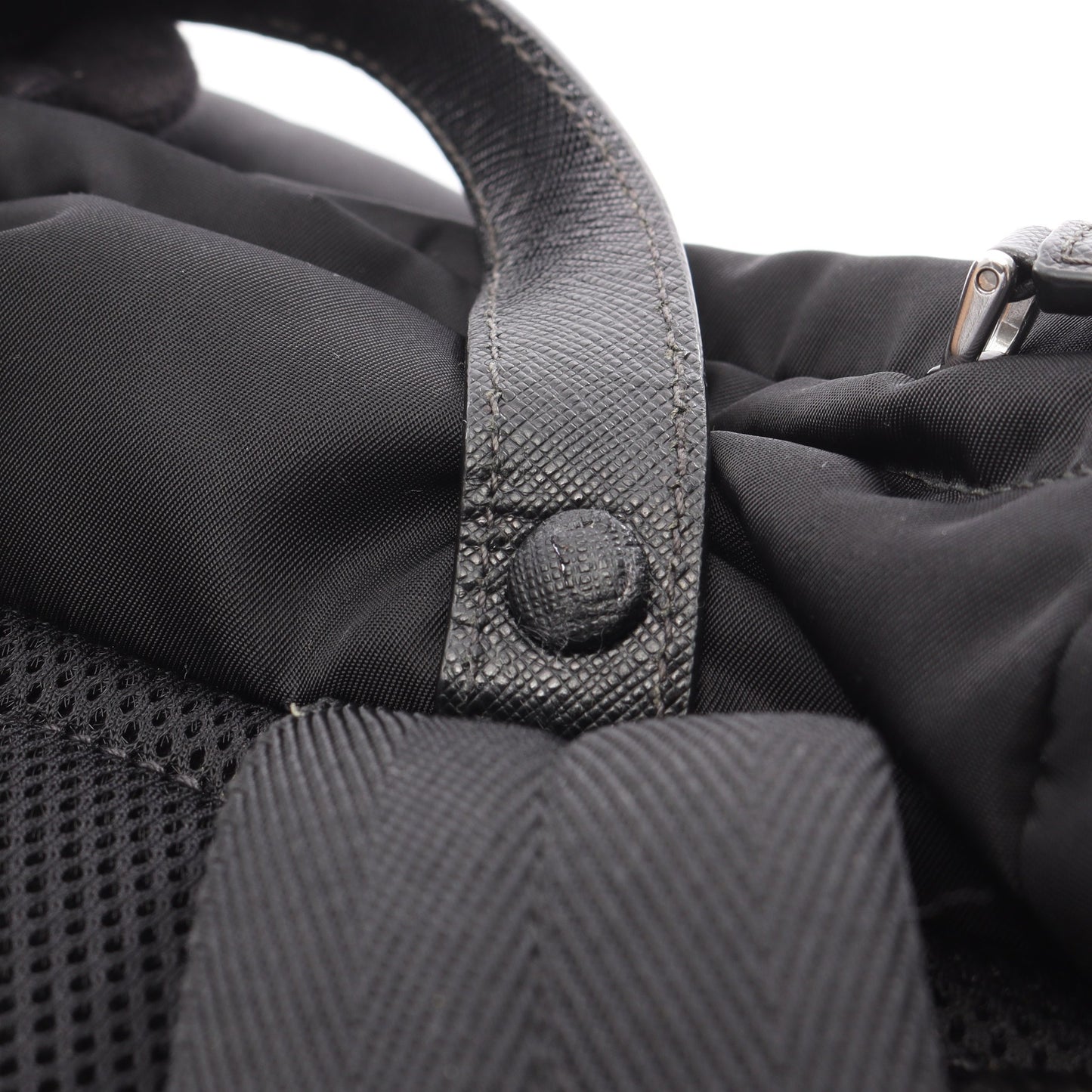 TESSUTO MONTAGN バックパック リュックサック ナイロン サフィアーノレザー ブラック プラダ バッグ PRADA